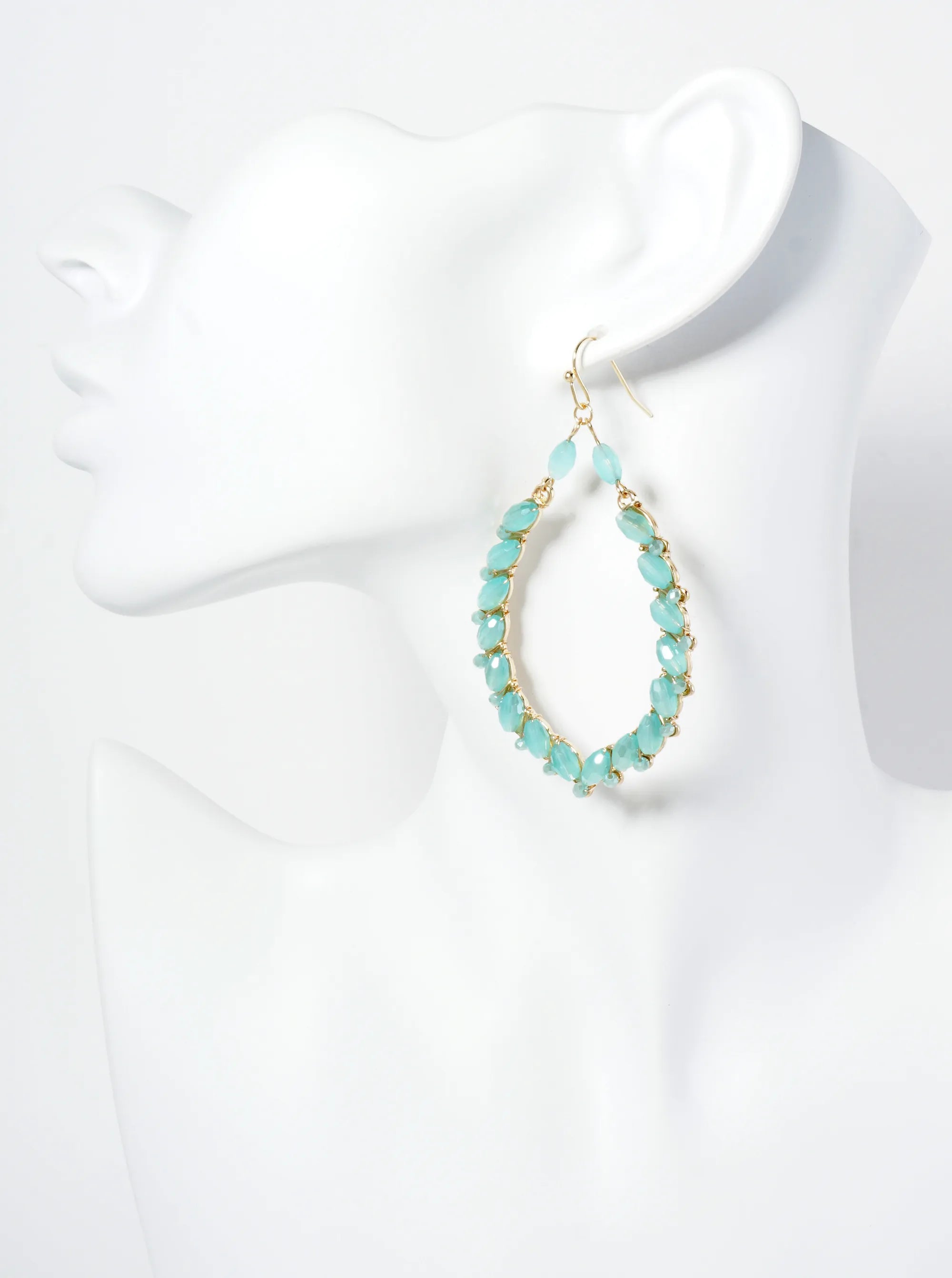 Glass Beaded Marquise Dangle Drop Earrings