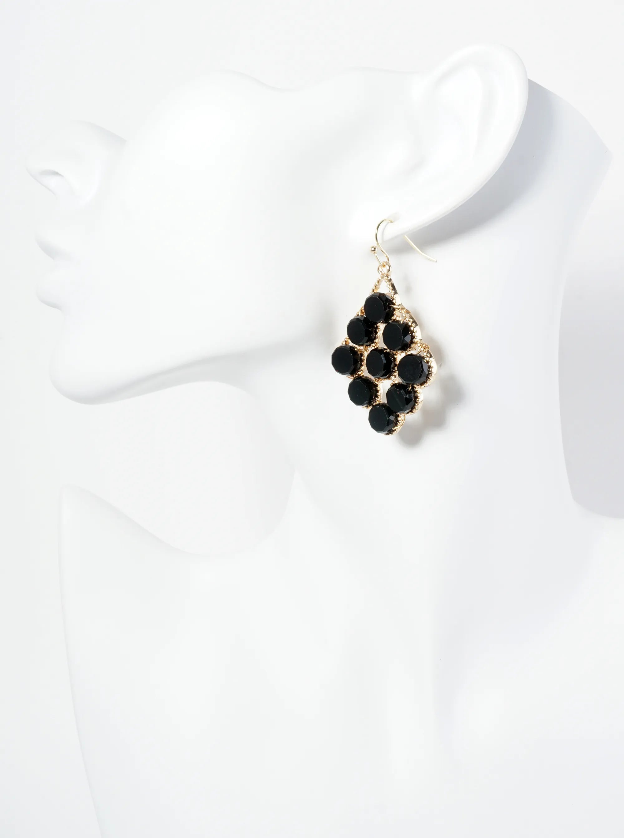Glass Beaded Rhombus Shape Dangle Earrings