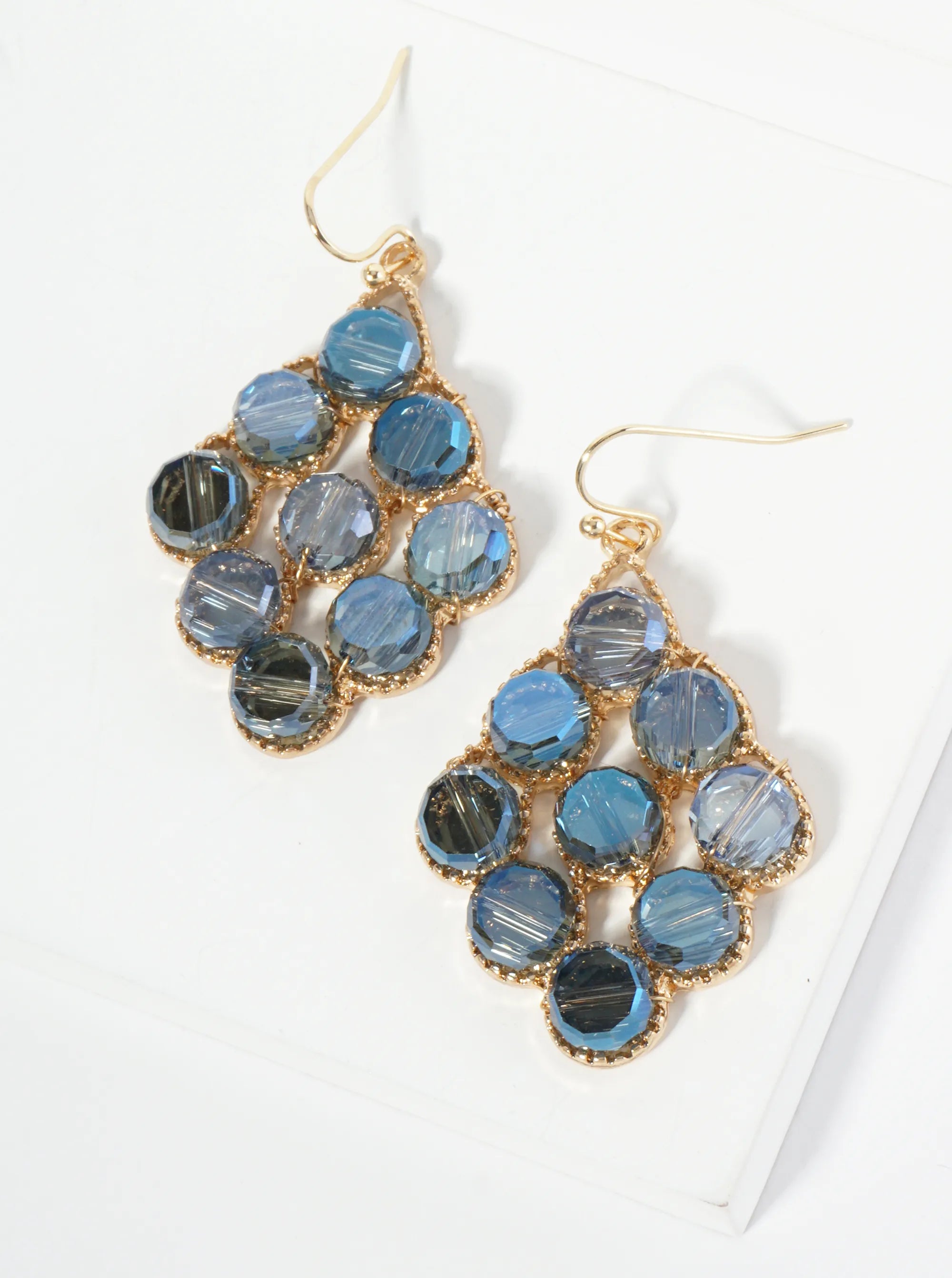 Glass Beaded Rhombus Shape Dangle Earrings