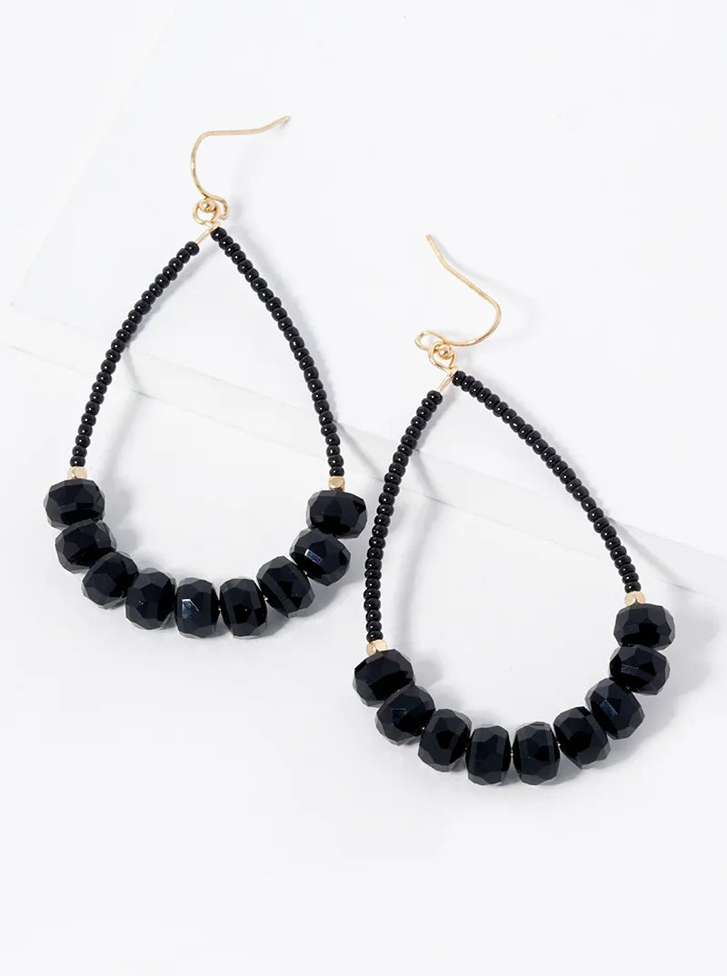 Glass Beaded Teardrop Dangle Earrings