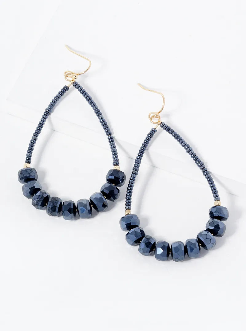 Glass Beaded Teardrop Dangle Earrings