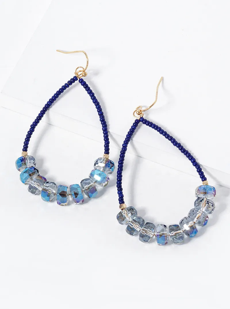 Glass Beaded Teardrop Dangle Earrings