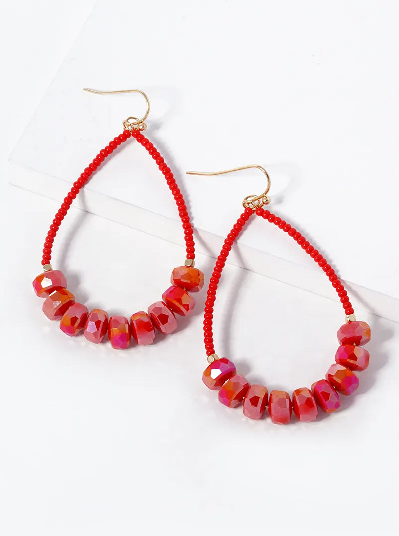 Glass Beaded Teardrop Dangle Earrings