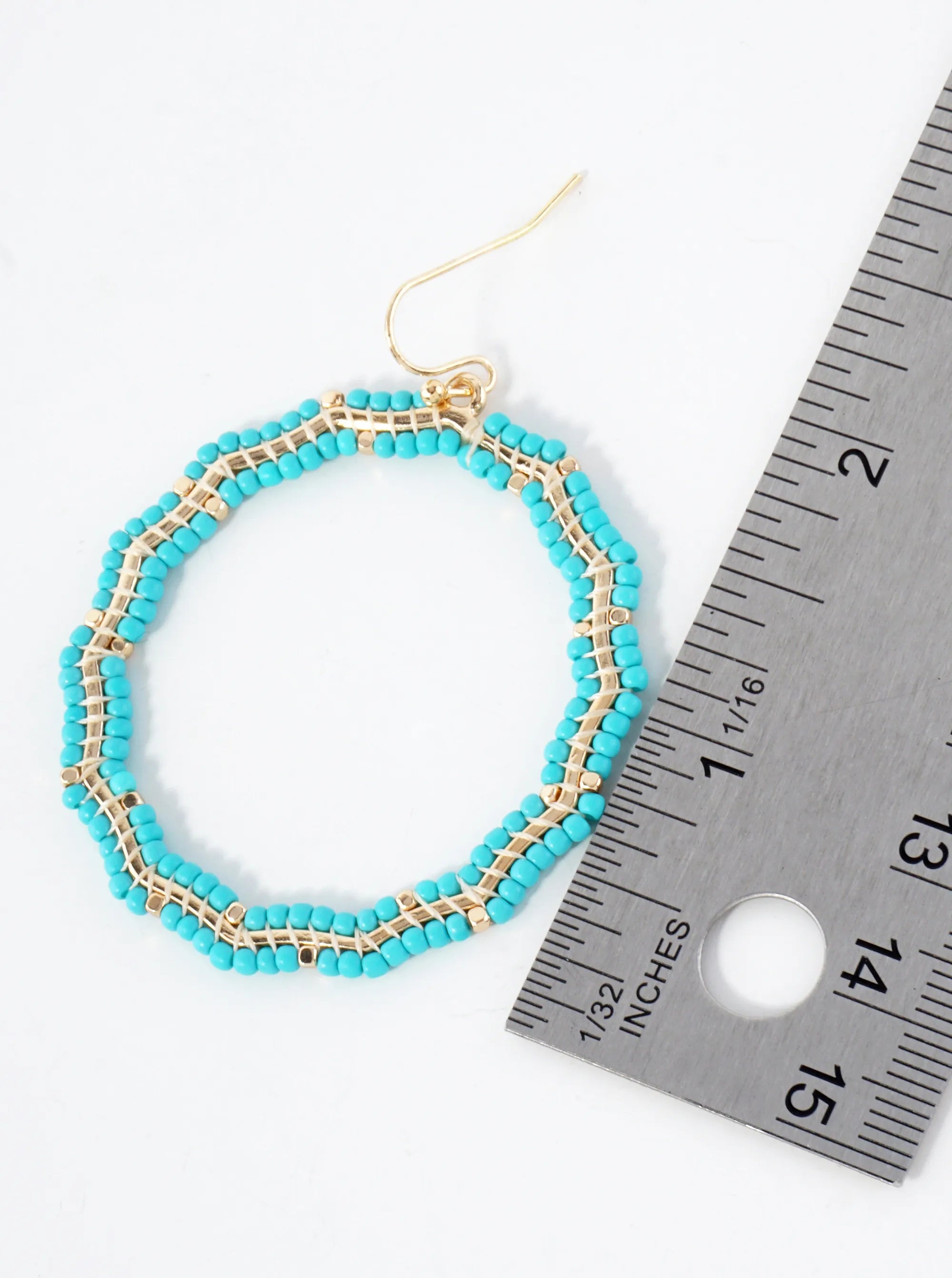 Glass-Beads Thread-Wrapped Circle Drop Dangle Earrings