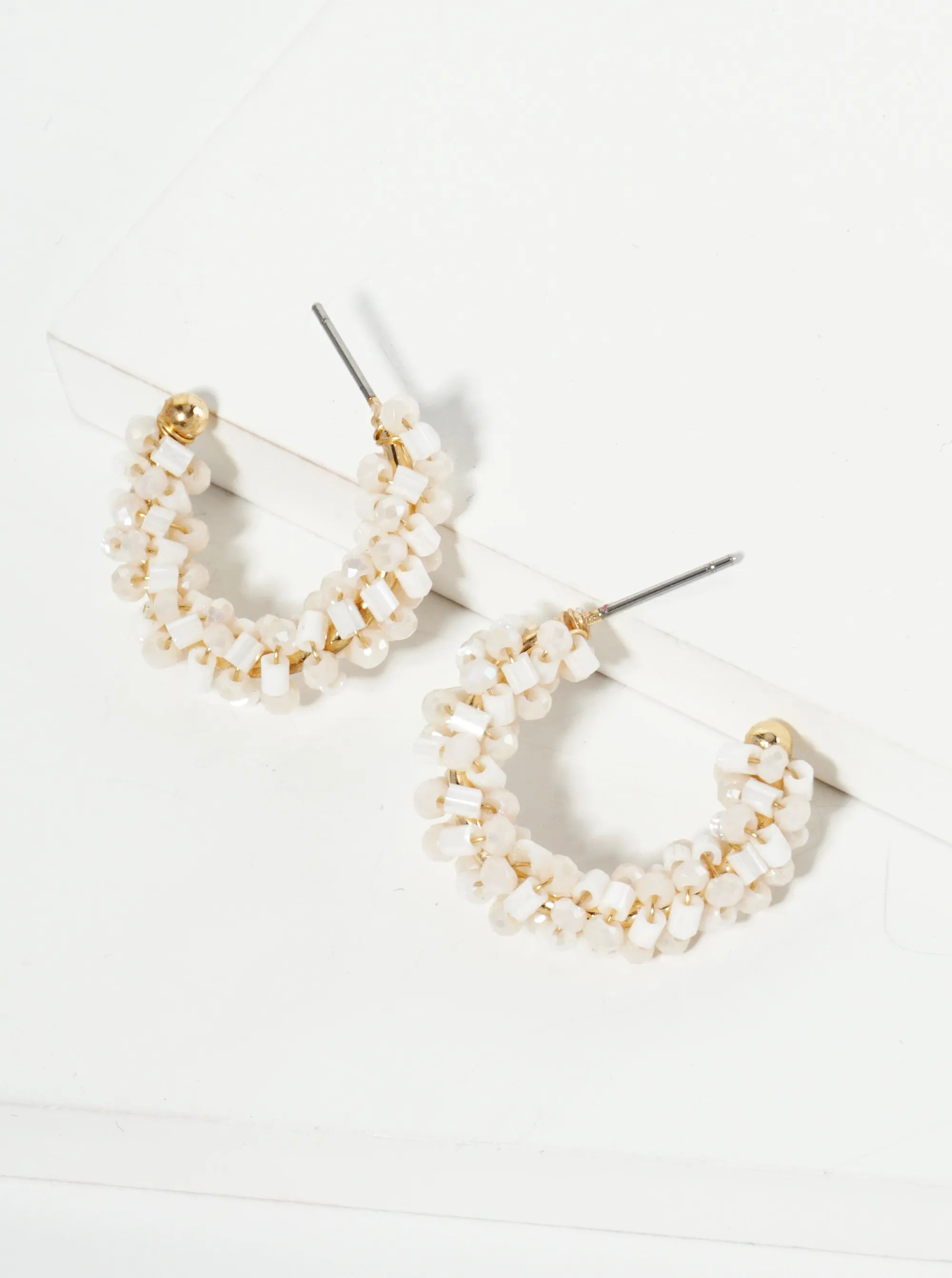 Glass Beads Wire Wrapped 25mm Open Hoop Earrings