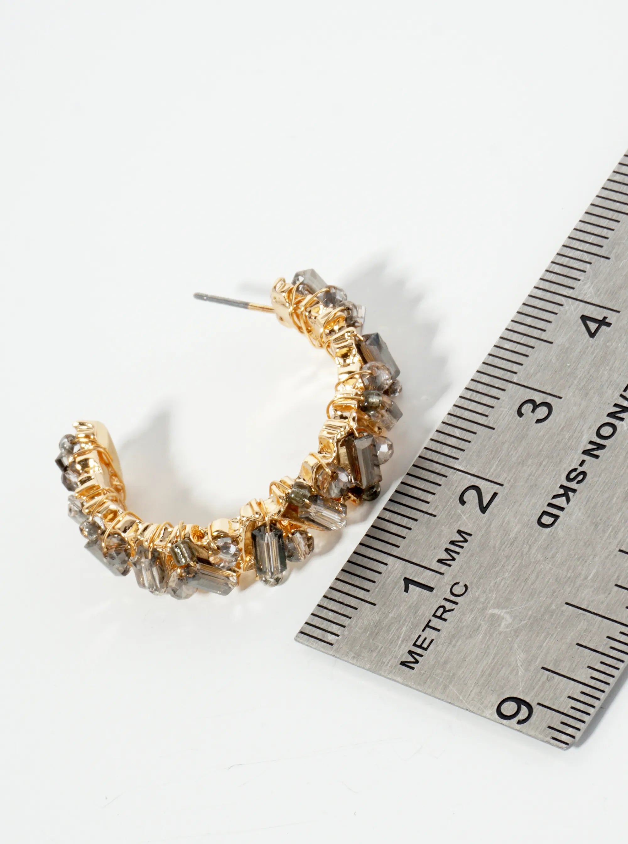 Glass Beads Wire Wrapped 30mm Wide Hoop Earrings
