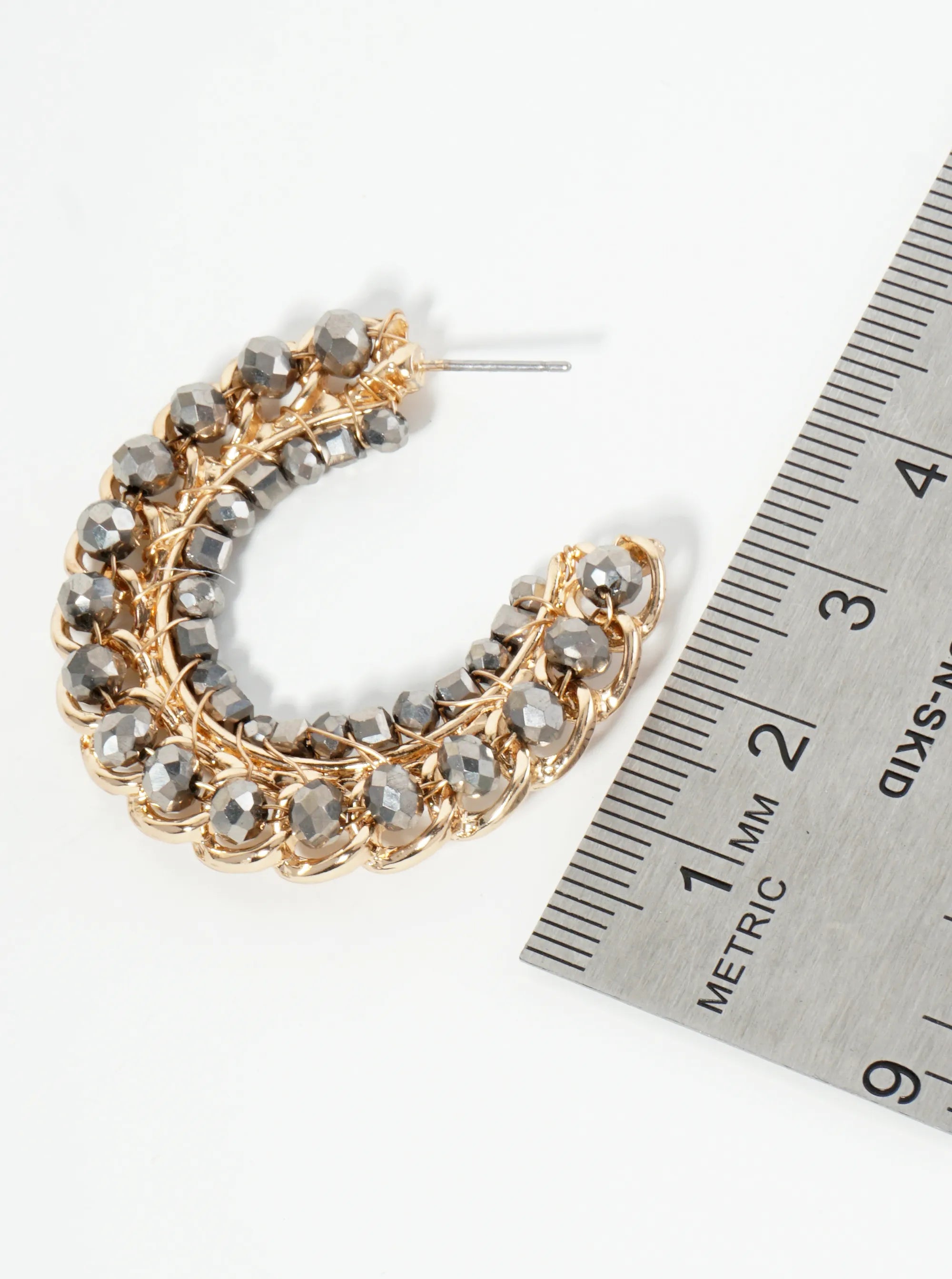 Glass Beads Wire Wrapped 40mm Wide Hoop Earrings