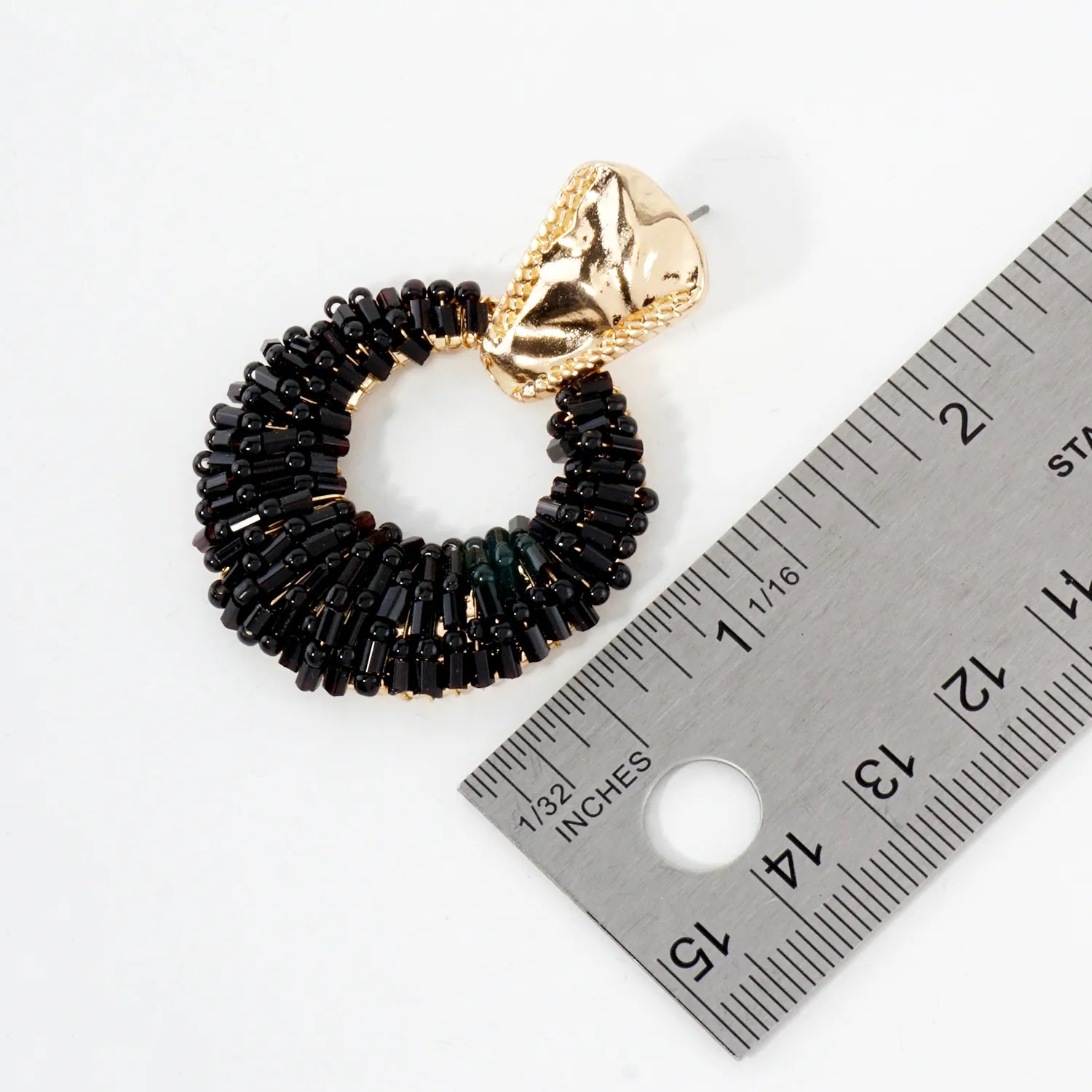 Glass Beads Wire Wrapped Circle Drop Doorknocker Earrings
