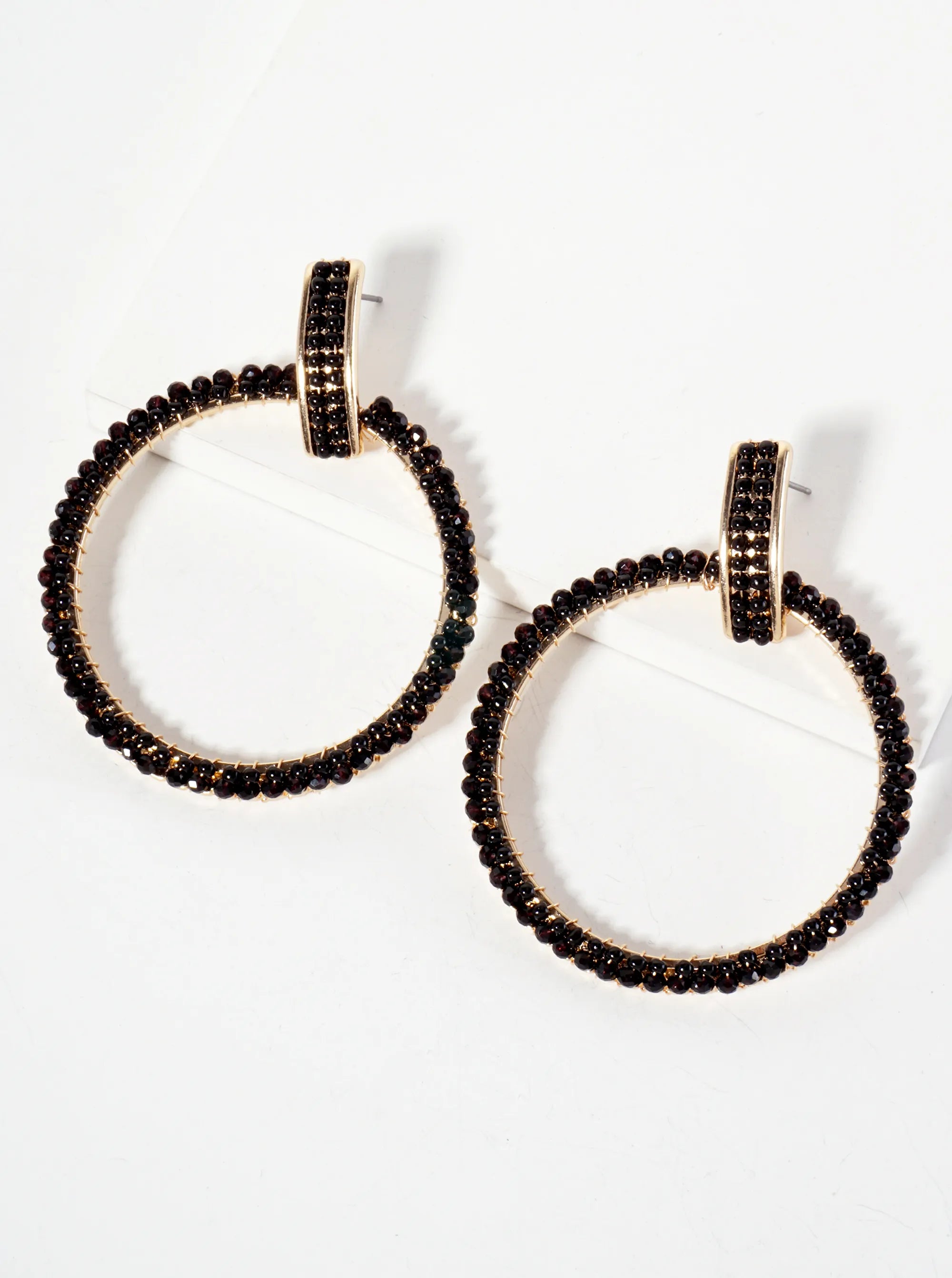 Glass-Beads Wire-Wrapped Door-Knocker Design Statement Earrings