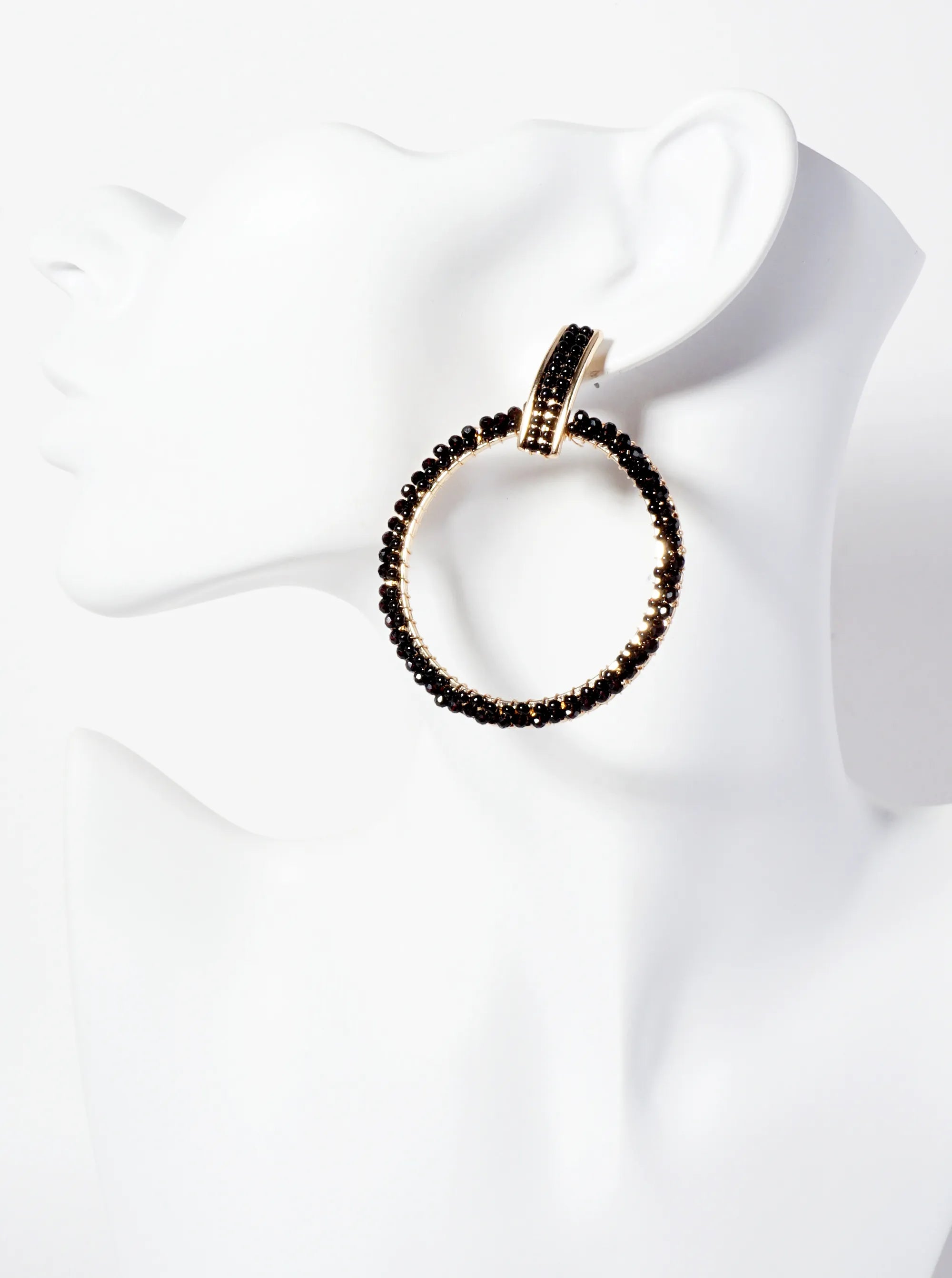 Glass-Beads Wire-Wrapped Door-Knocker Design Statement Earrings