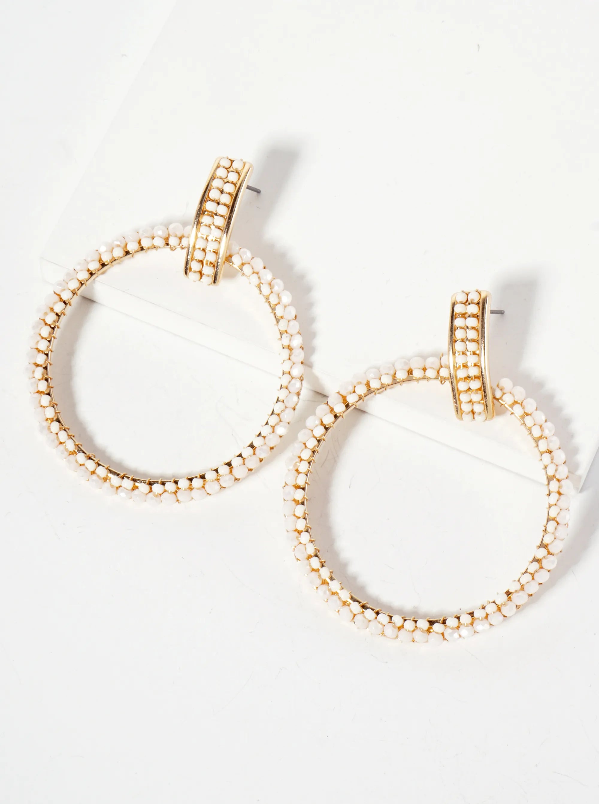 Glass-Beads Wire-Wrapped Door-Knocker Design Statement Earrings