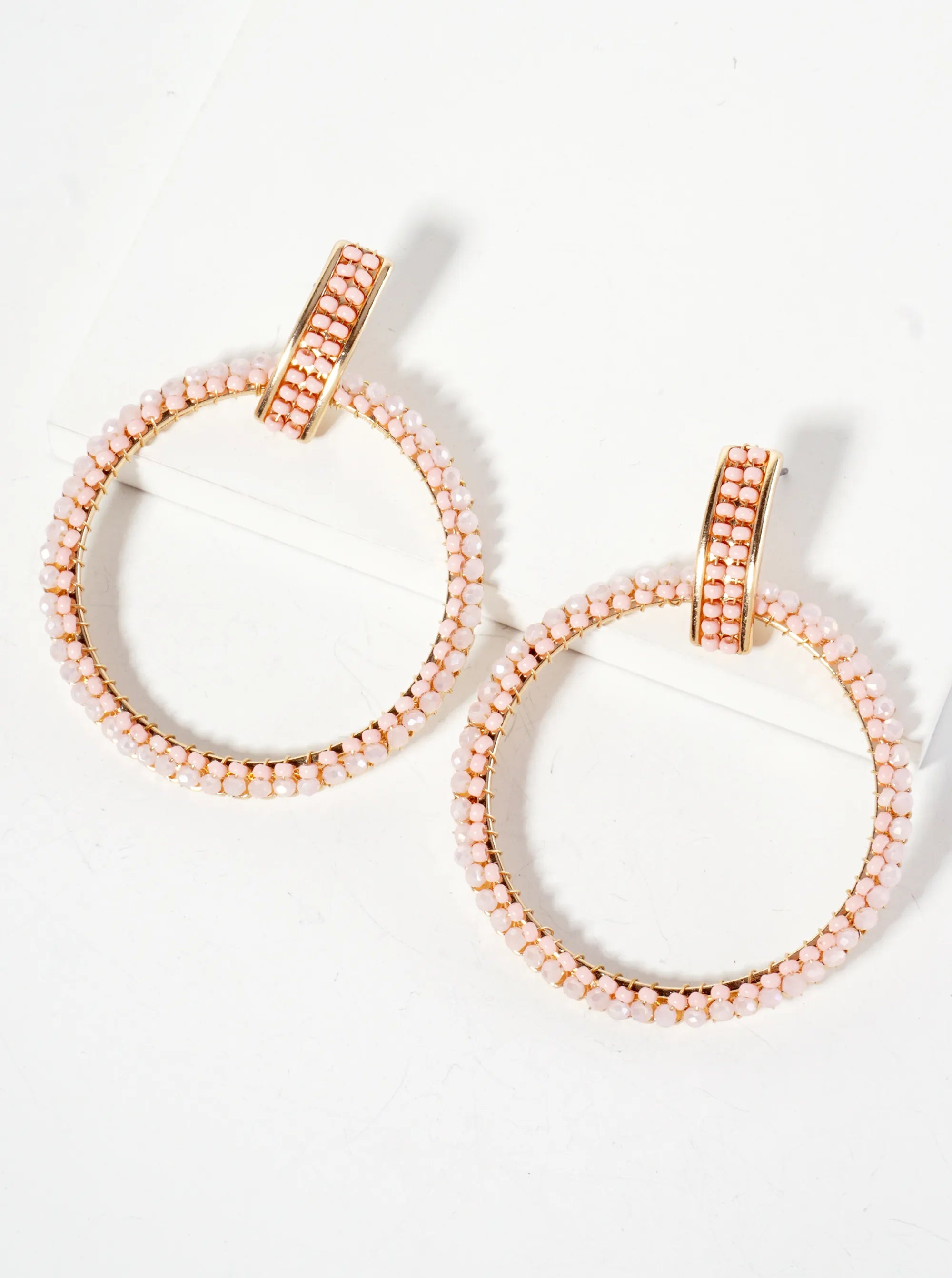Glass-Beads Wire-Wrapped Door-Knocker Design Statement Earrings