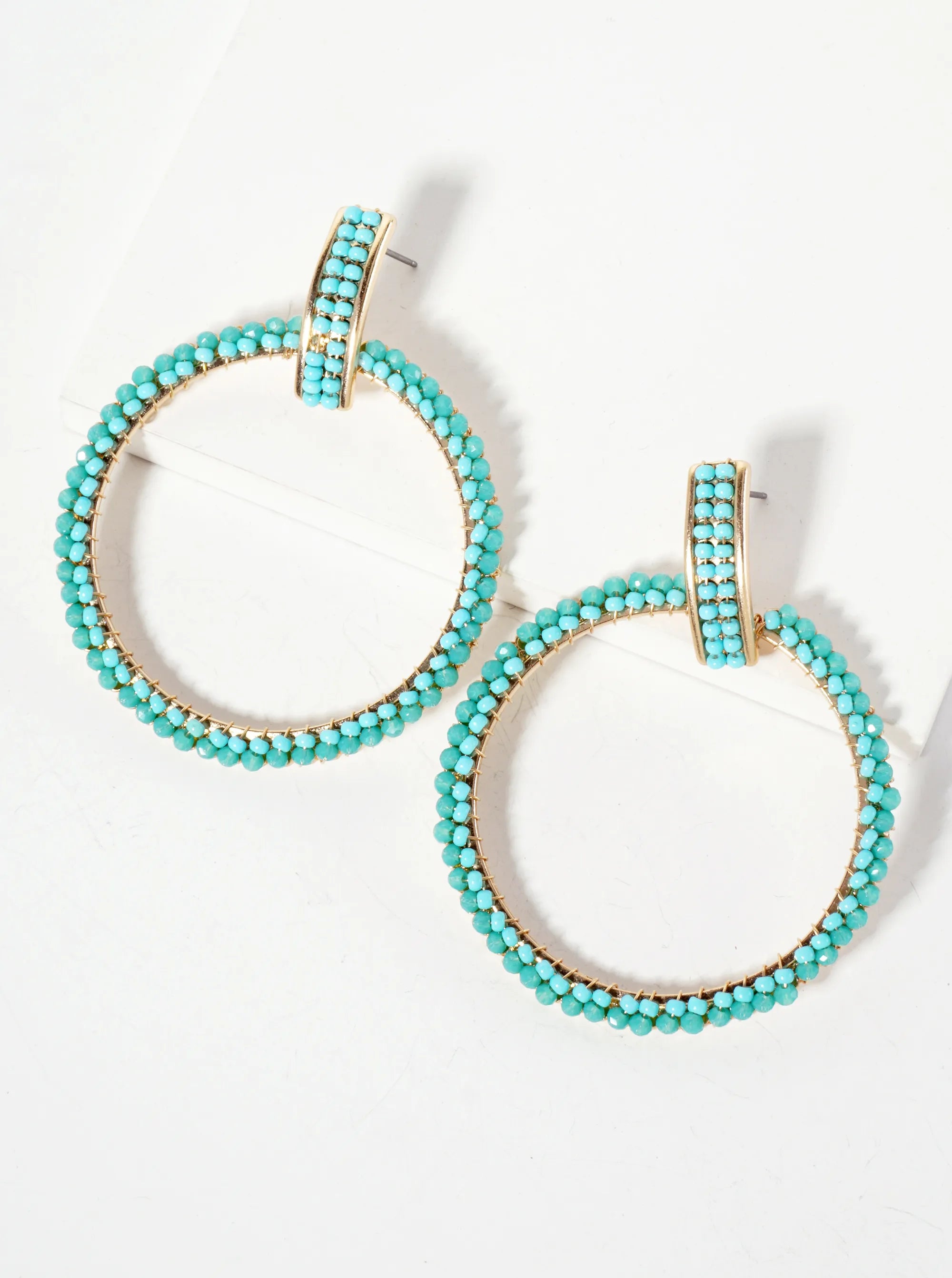 Glass-Beads Wire-Wrapped Door-Knocker Design Statement Earrings