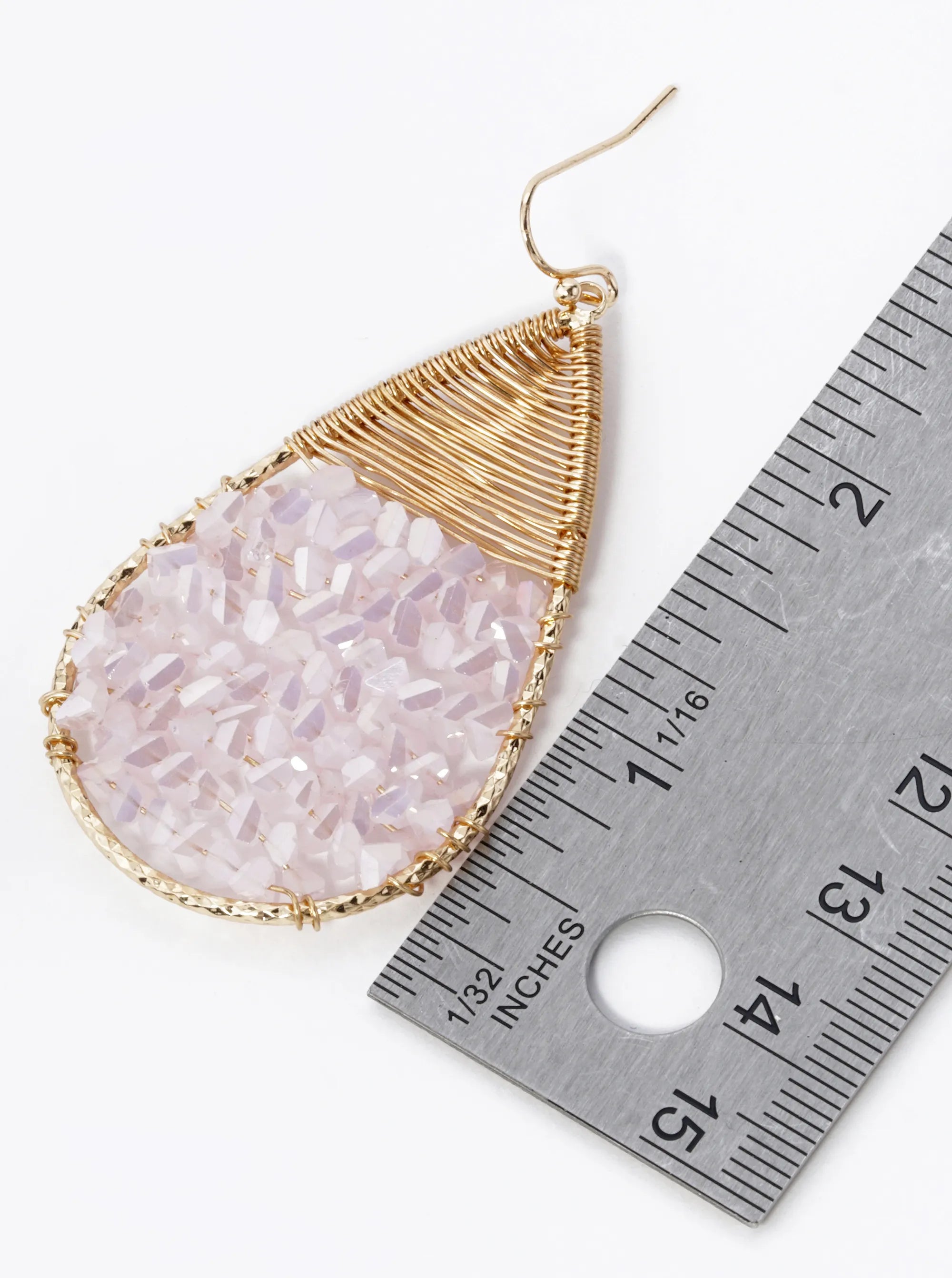 Glass Beads Wire Wrapped Teardrop Dangle Earrings