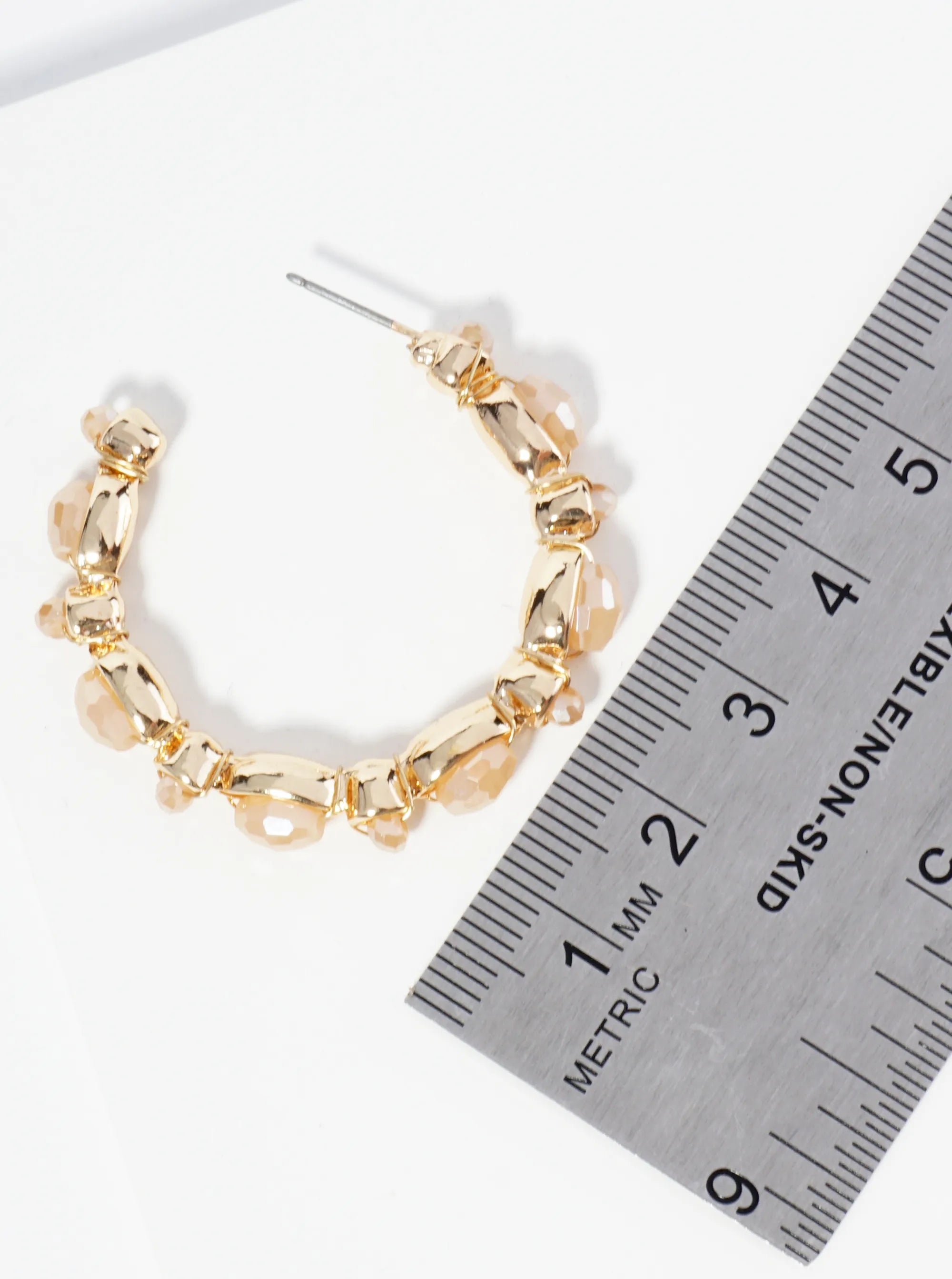 Glass Beads Wired 35mm Open Hoop Earrings