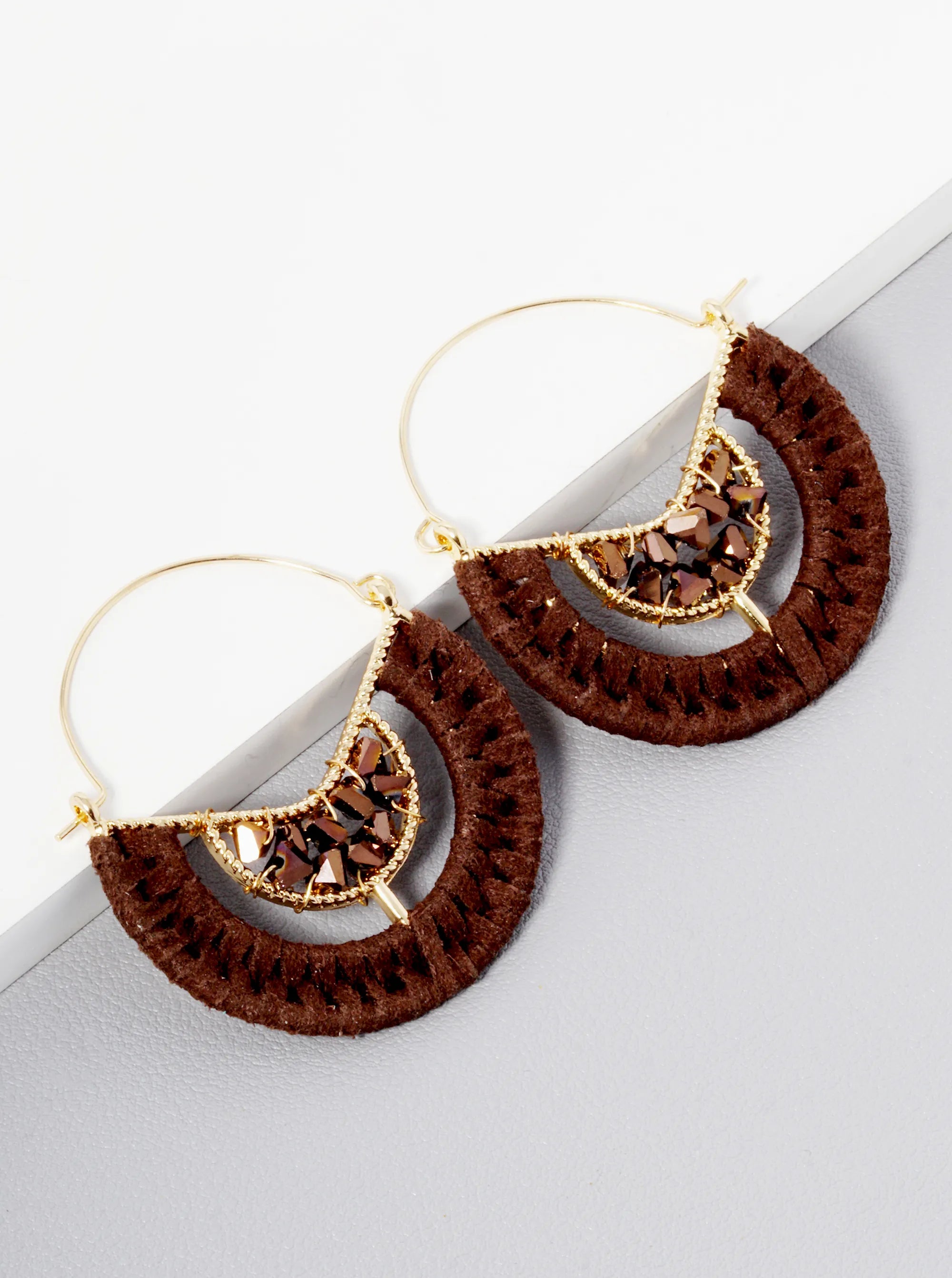 Glass Beads Wired Suede Wrapped Earrings