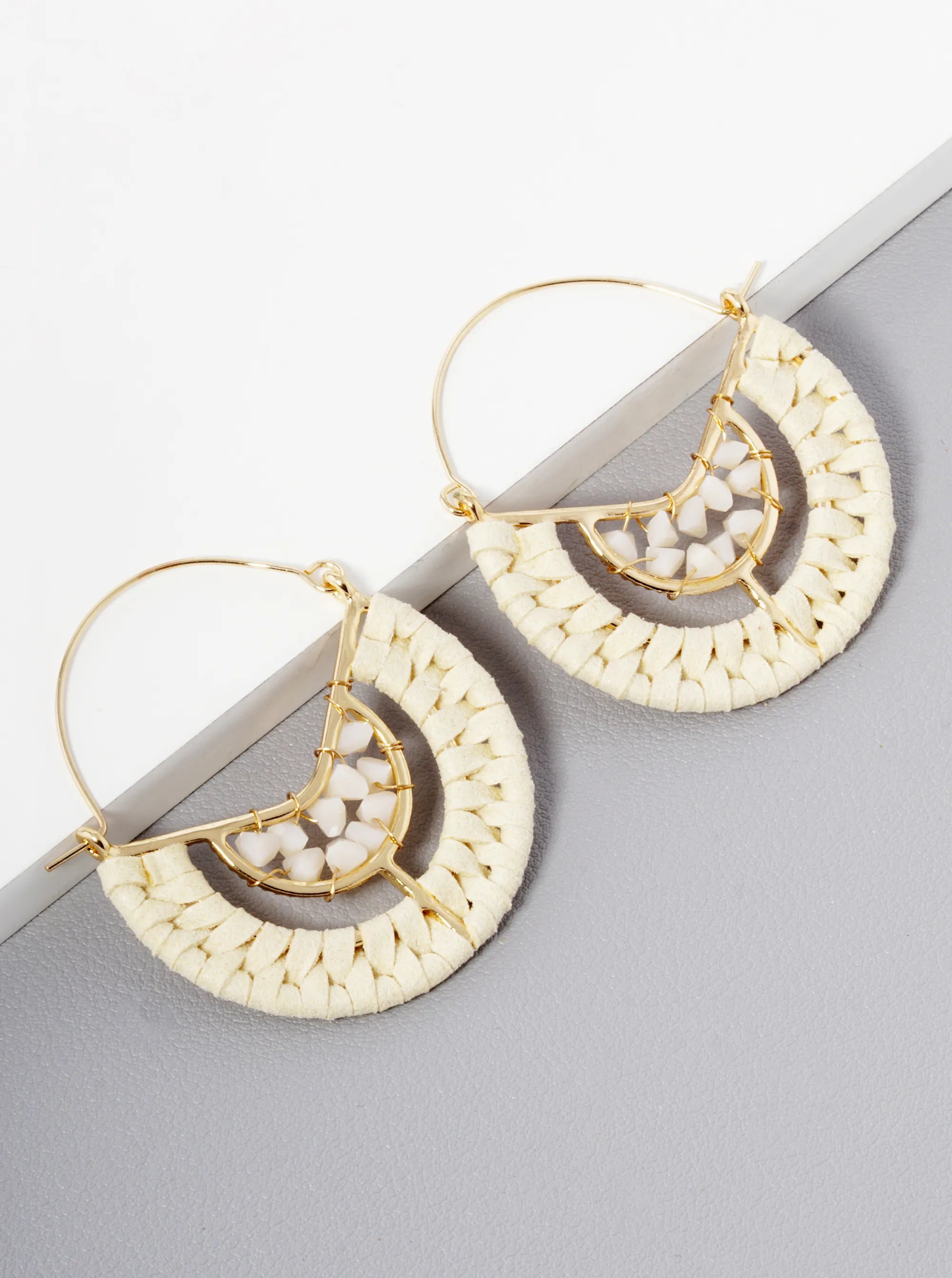 Glass Beads Wired Suede Wrapped Earrings