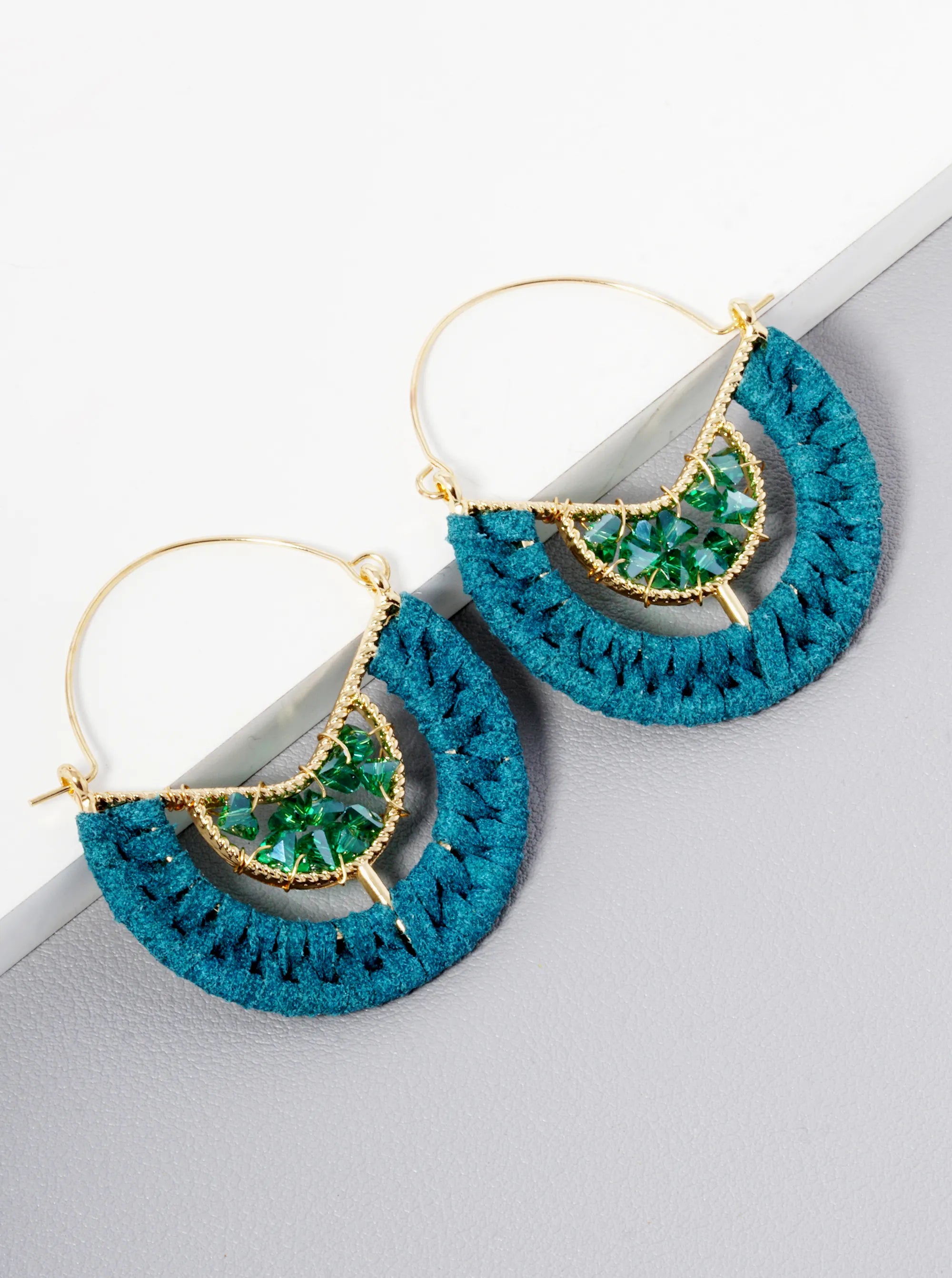 Glass Beads Wired Suede Wrapped Earrings