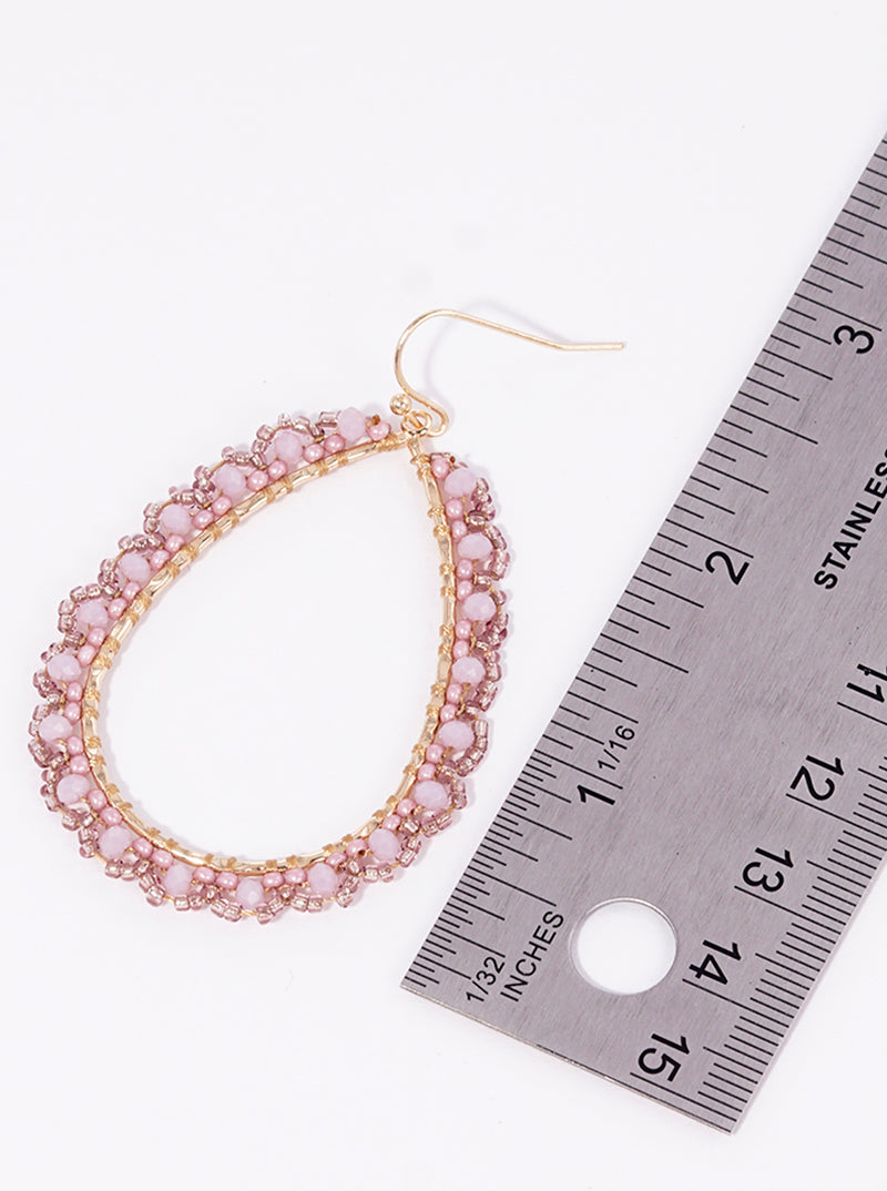 Glass Beaded Teardrop Dangle Drop Earrings
