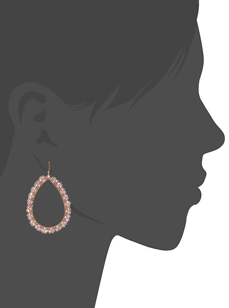Glass Beaded Teardrop Dangle Drop Earrings