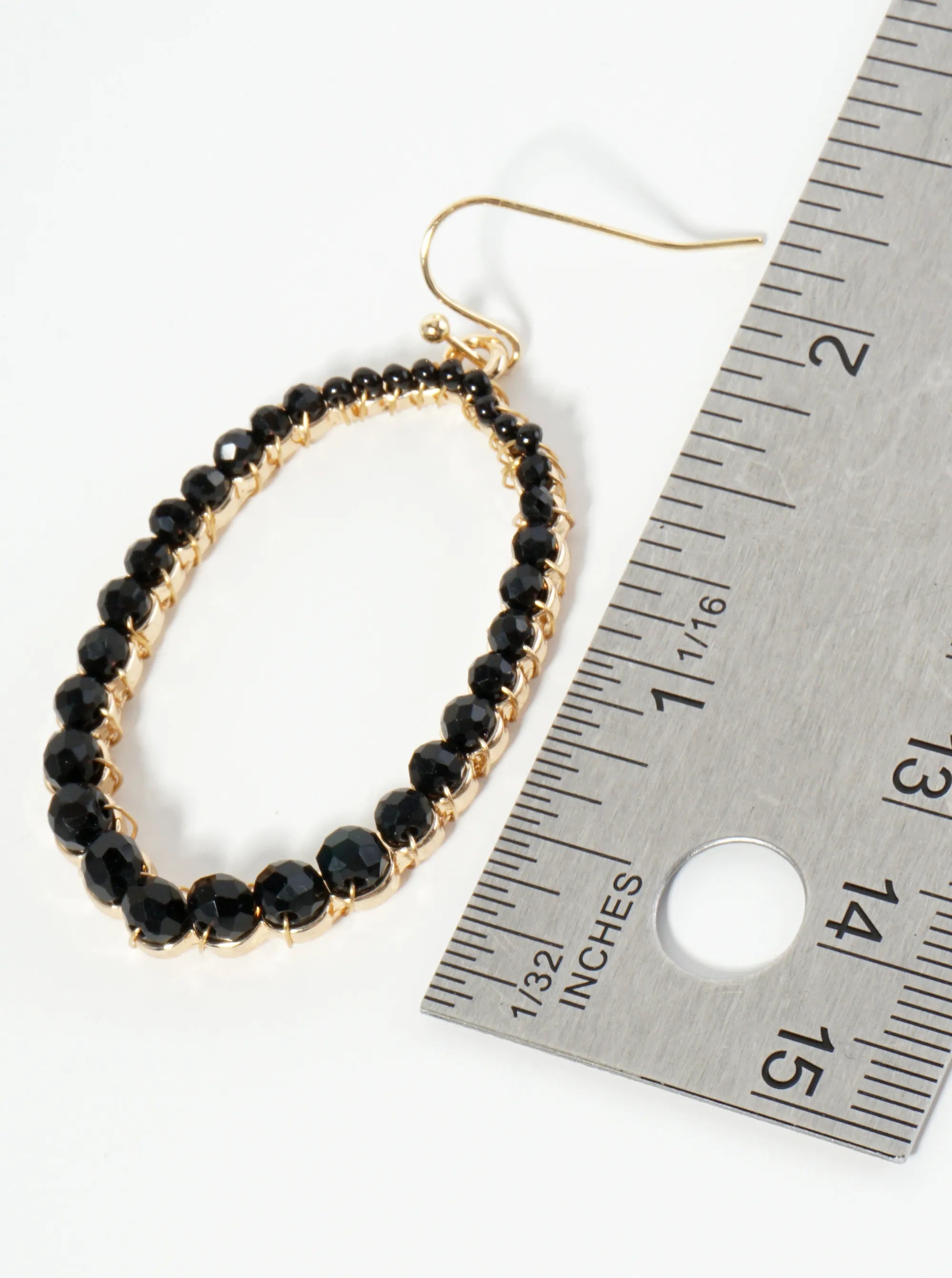 Graduated Glass Beaded Long Hexagon Dangle Drop Earrings