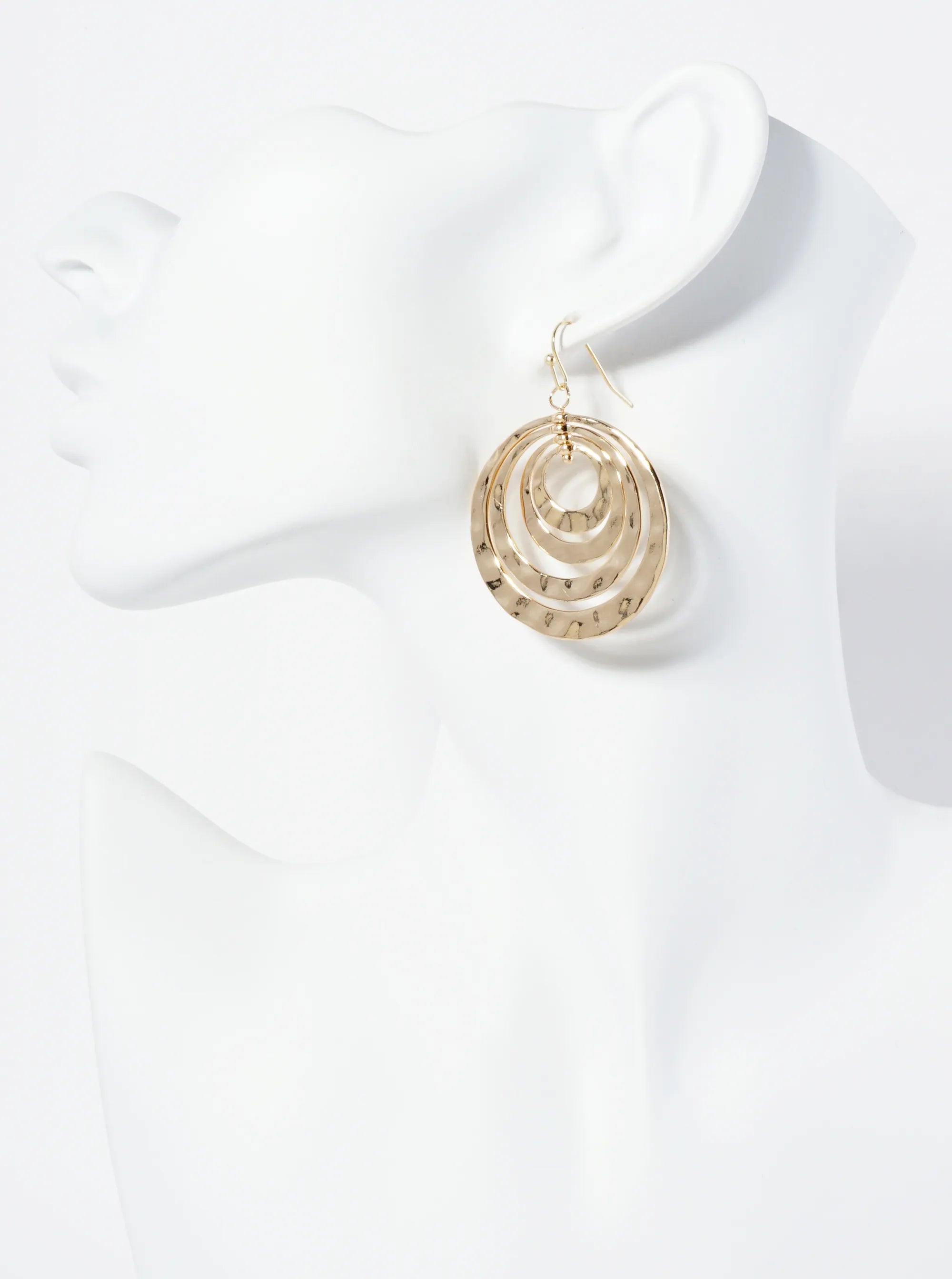 Hammered Metal Multiple Circle Dangle Earrings