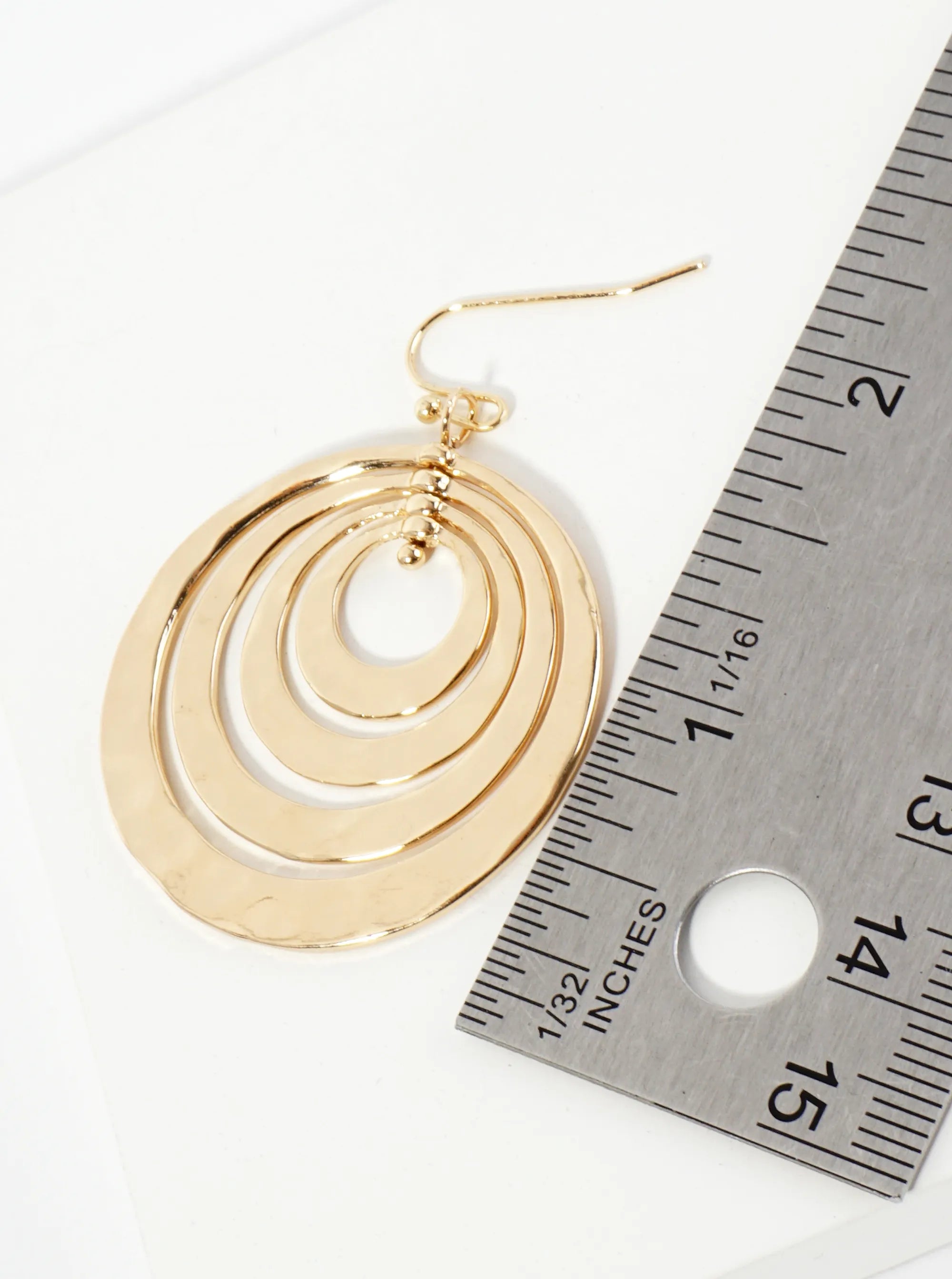 Hammered Metal Multiple Circle Dangle Earrings