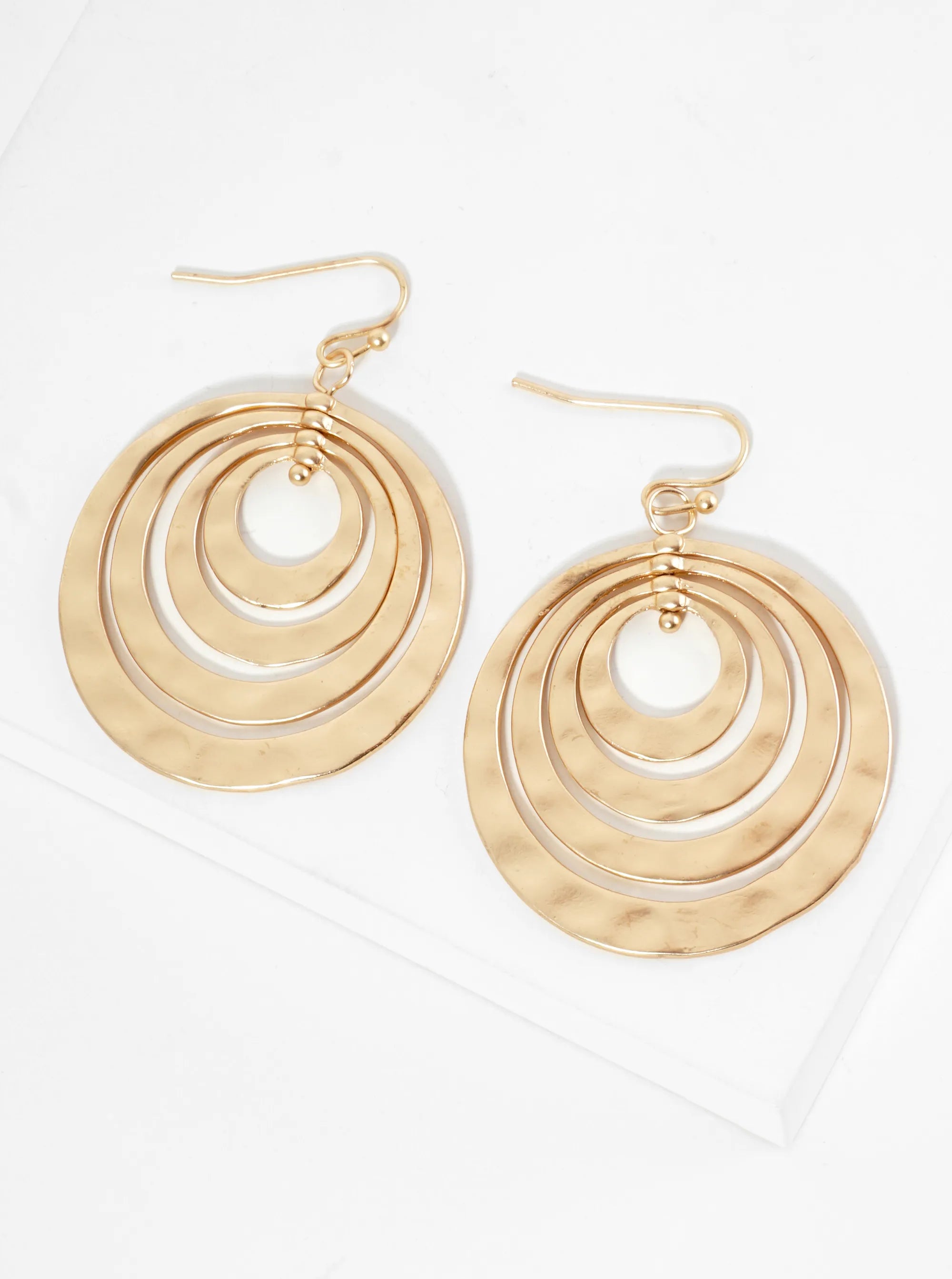 Hammered Metal Multiple Circle Dangle Earrings