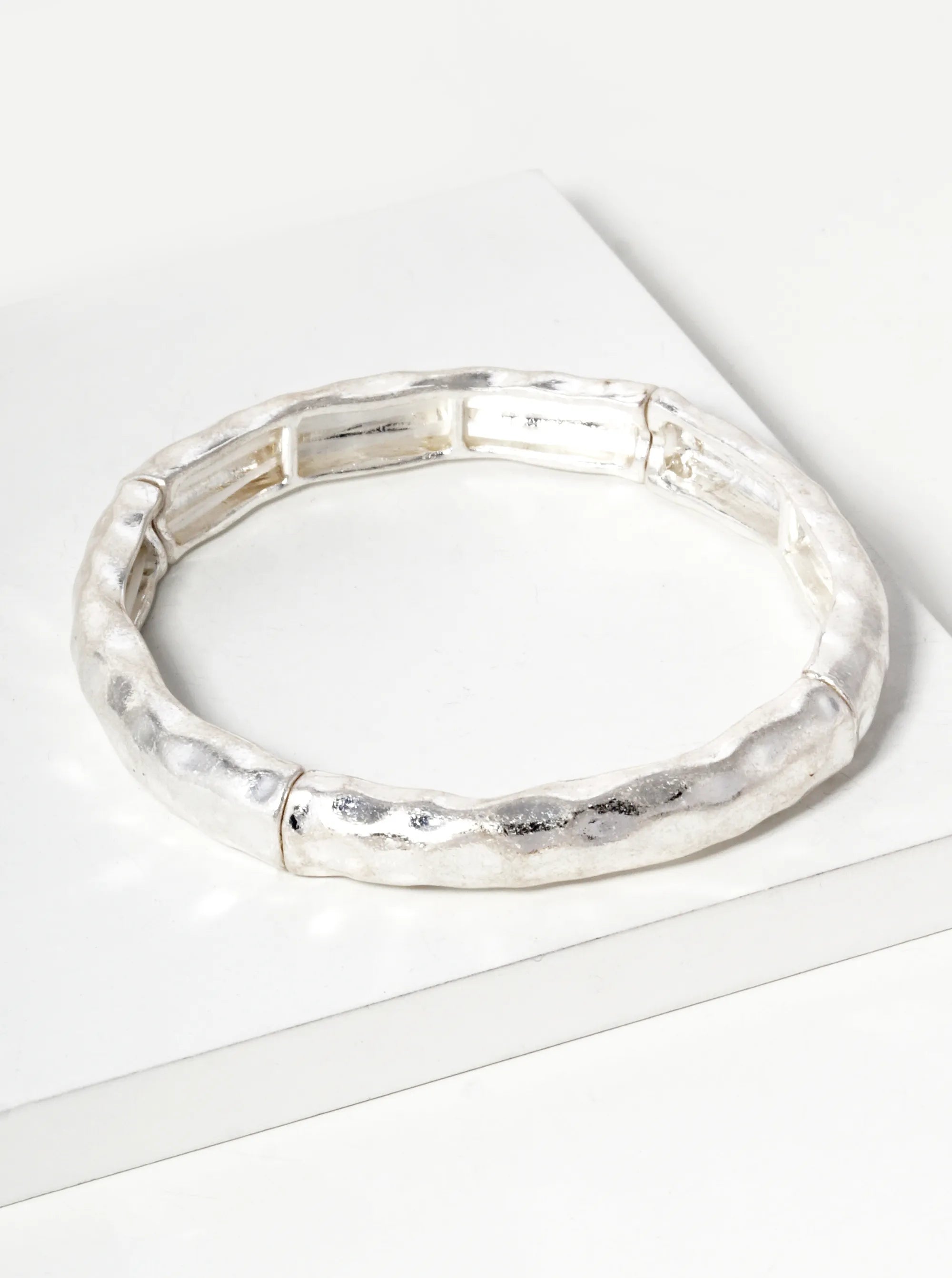 Hammered Metal Stretch Bangle Bracelet