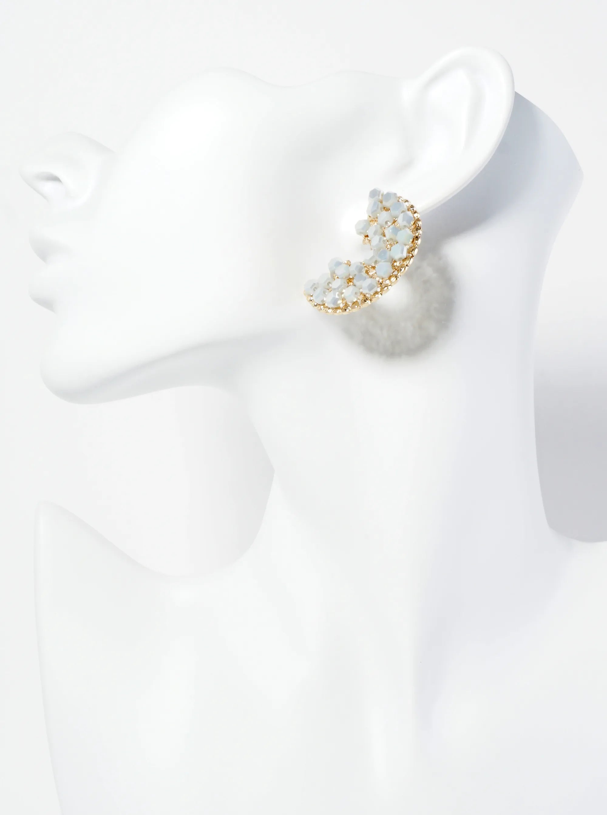 Hexagon Glass Beaded 35mm Wide Hoop Earrings