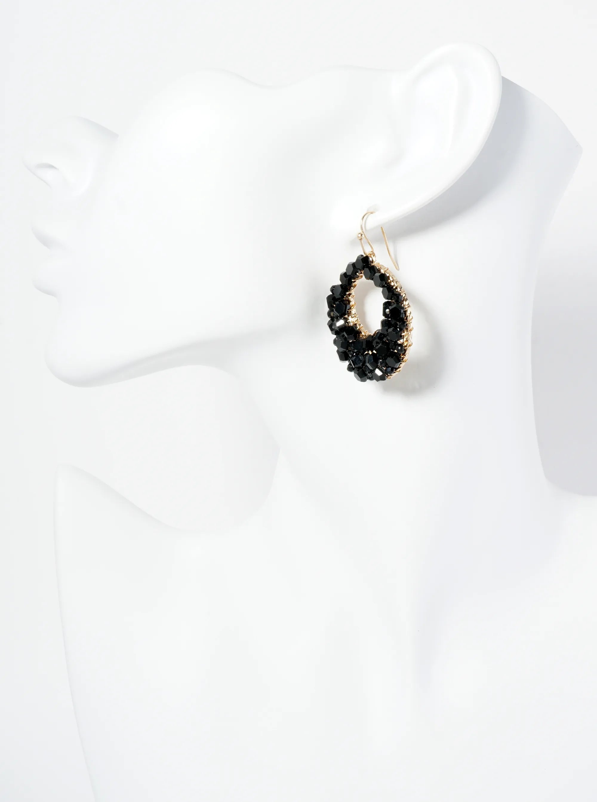 Hexagon Shape Glass Beaded Circle Drop Earrings