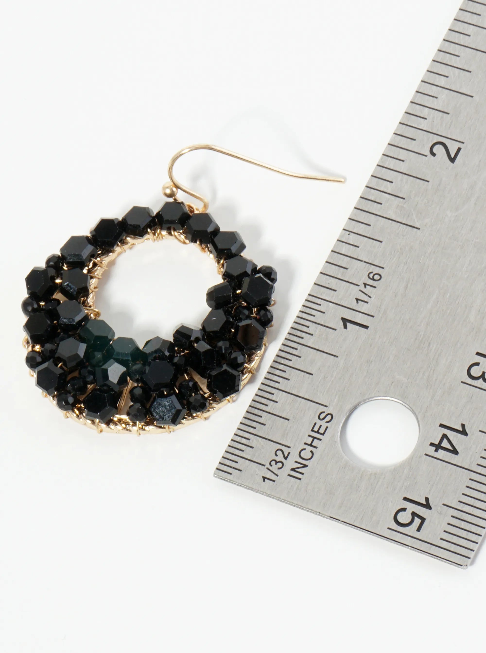 Hexagon Shape Glass Beaded Circle Drop Earrings