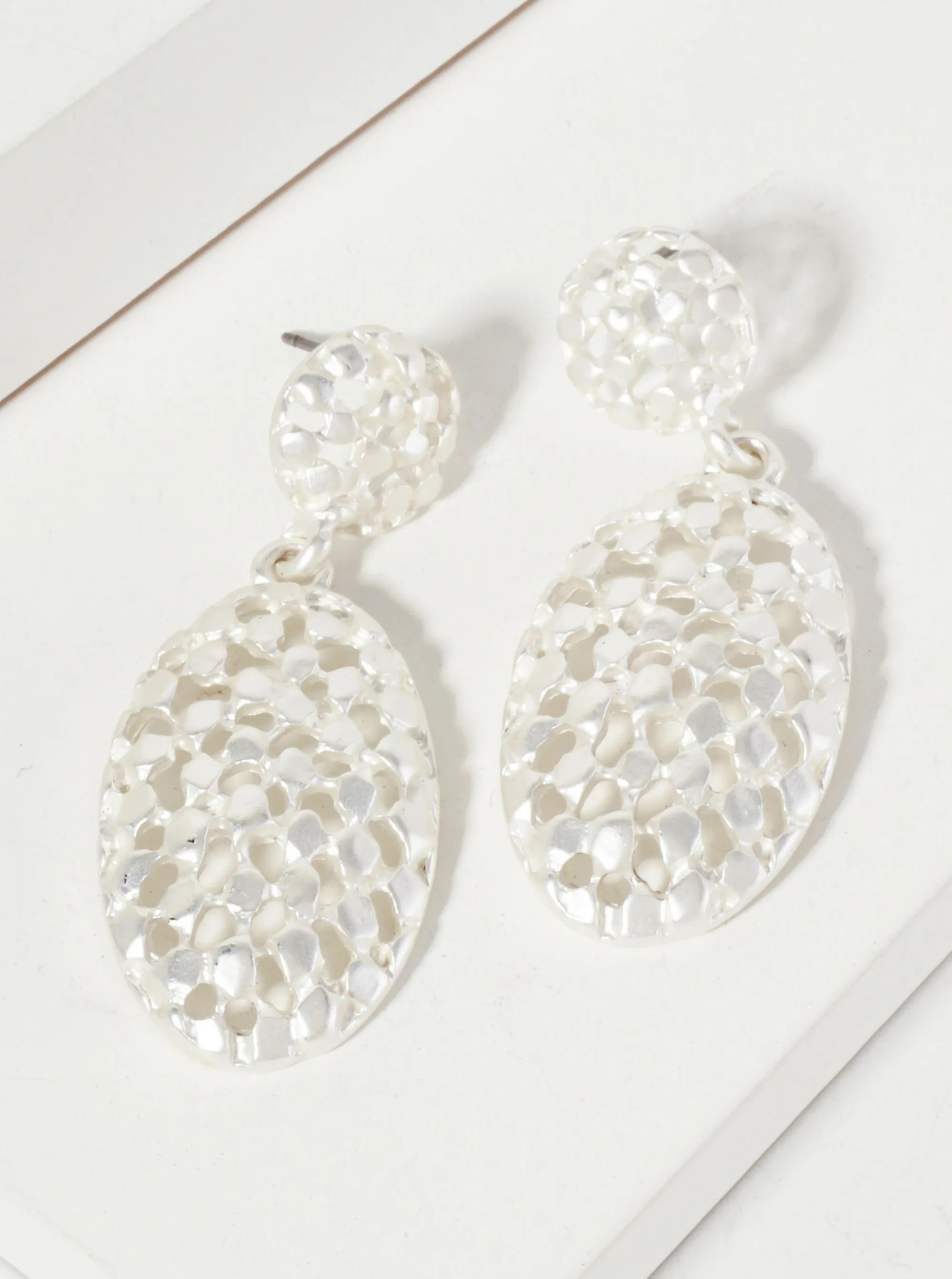 Intricate Filigree Oval Drop Dangle Post Earrings