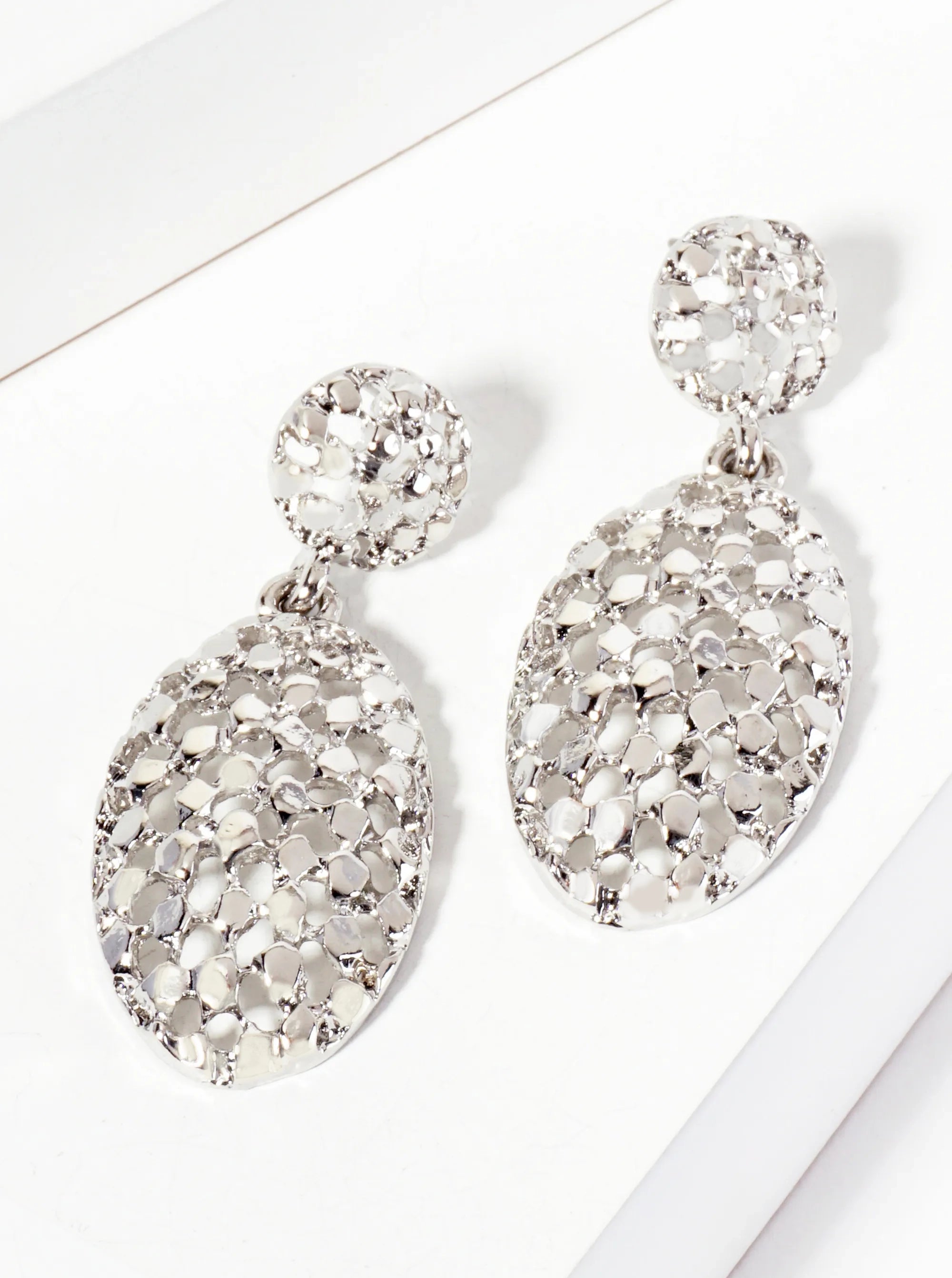 Intricate Filigree Oval Drop Dangle Post Earrings