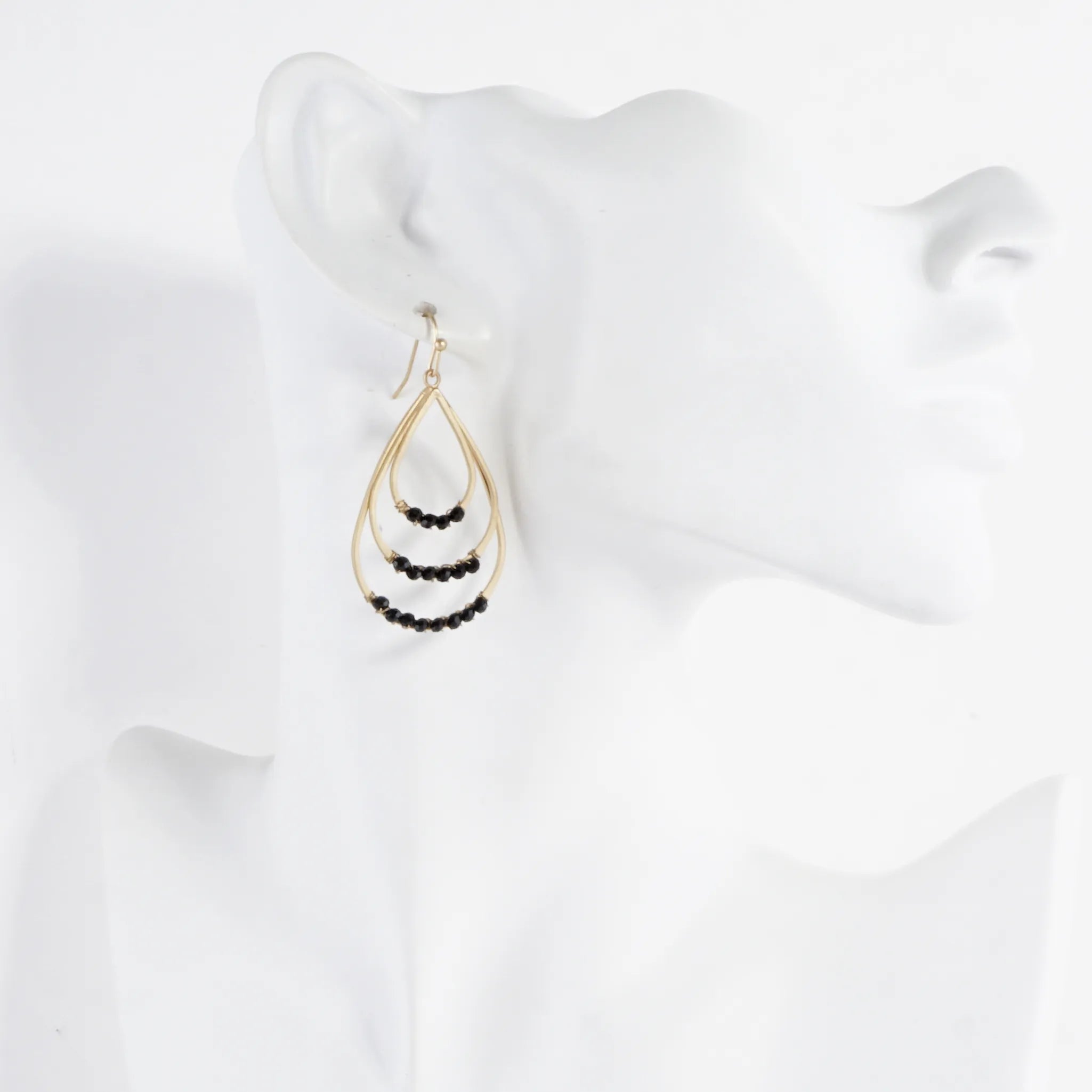 Layered Teardrop Earrings With Beaded Accents