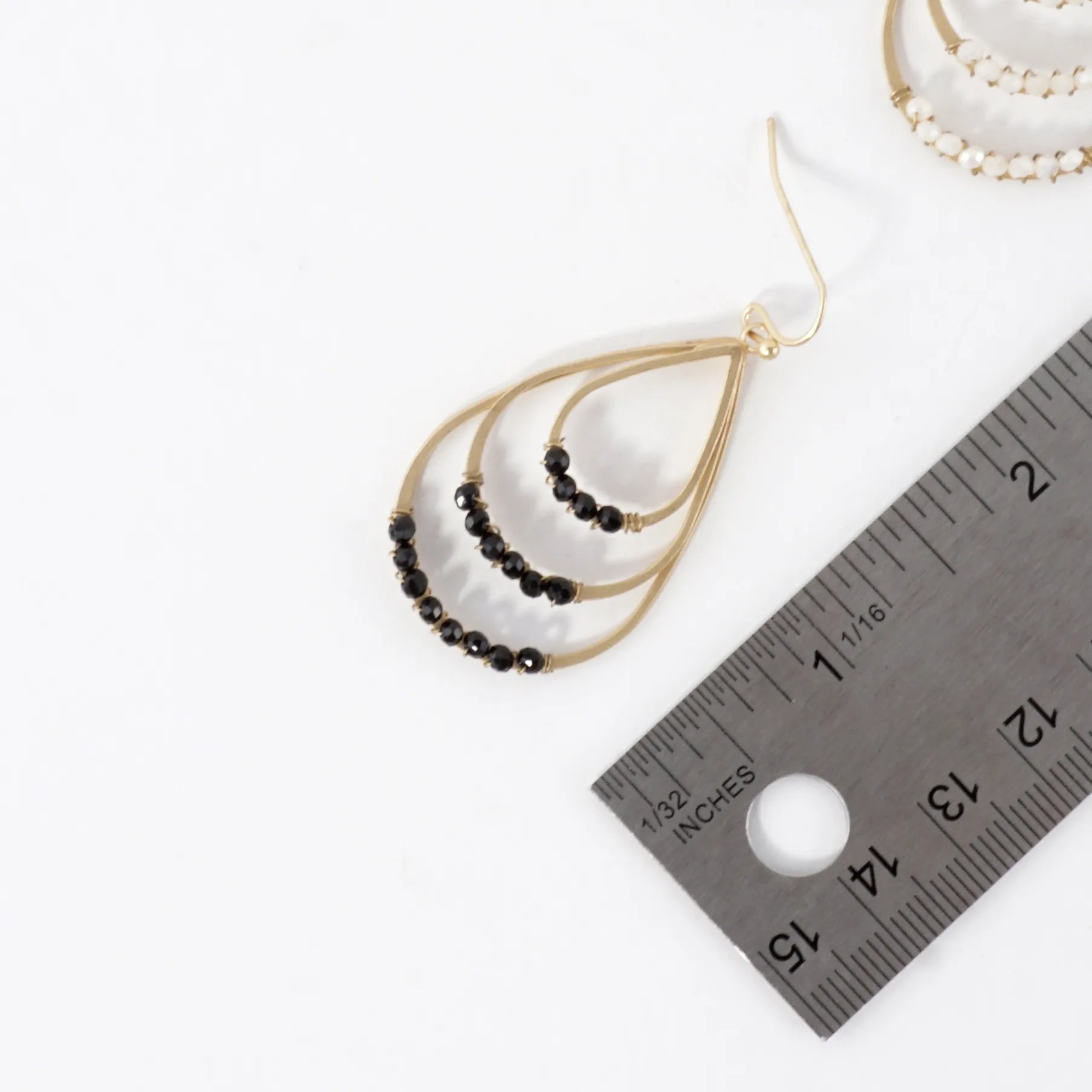 Layered Teardrop Earrings With Beaded Accents