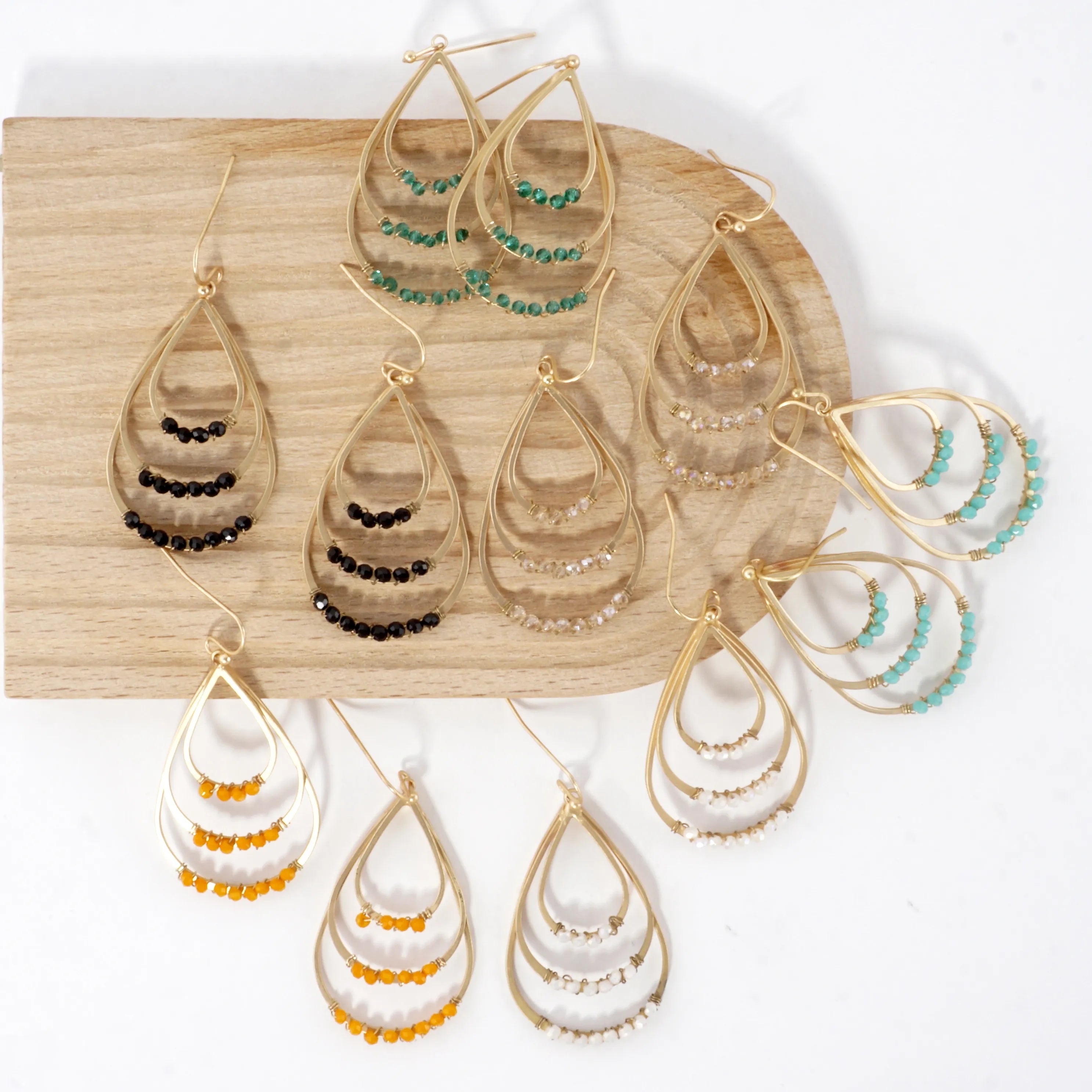 Layered Teardrop Earrings With Beaded Accents