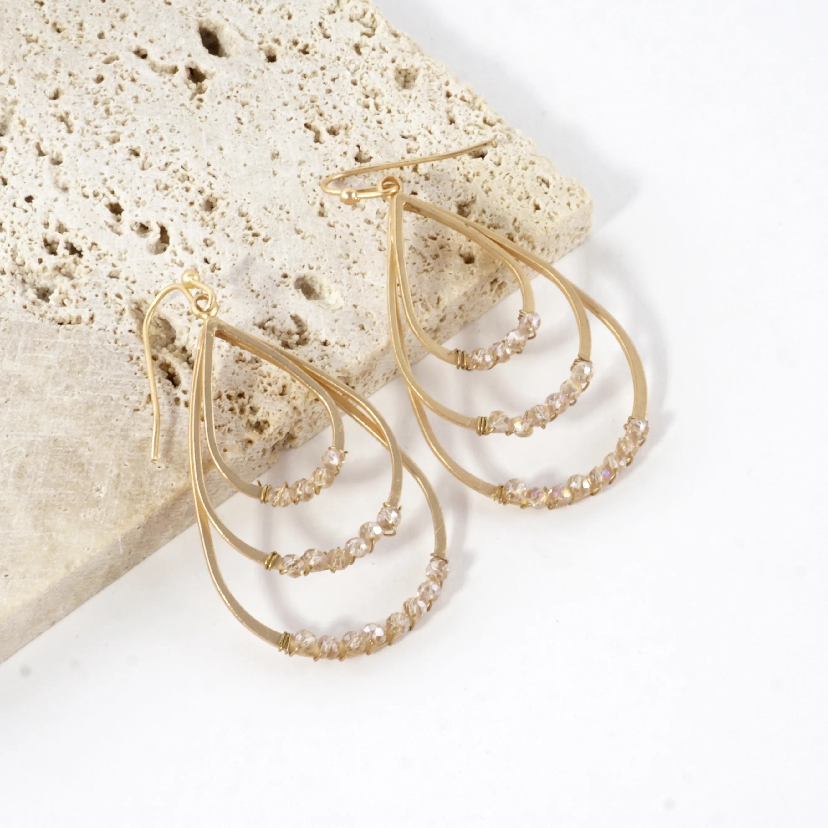 Layered Teardrop Earrings With Beaded Accents