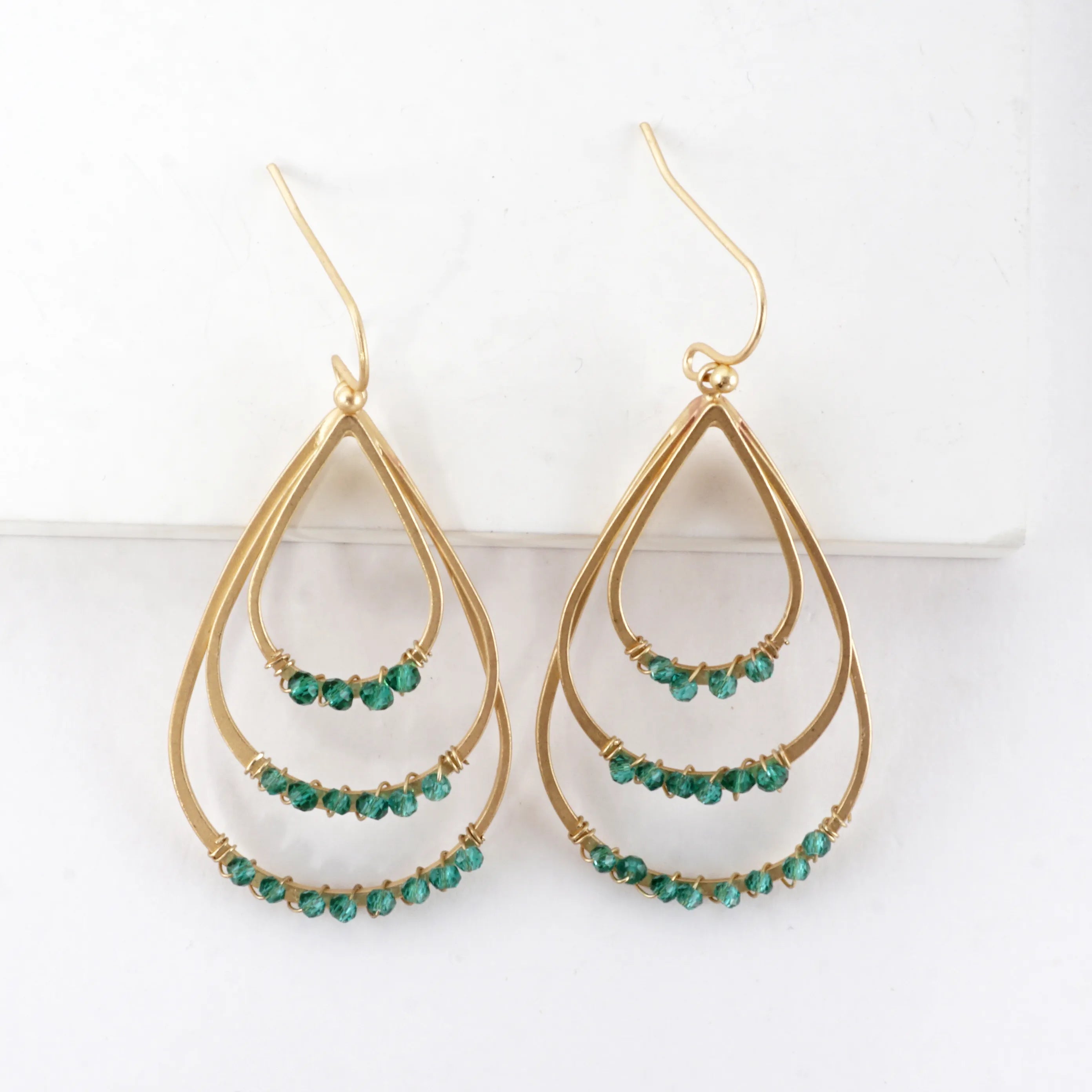 Layered Teardrop Earrings With Beaded Accents