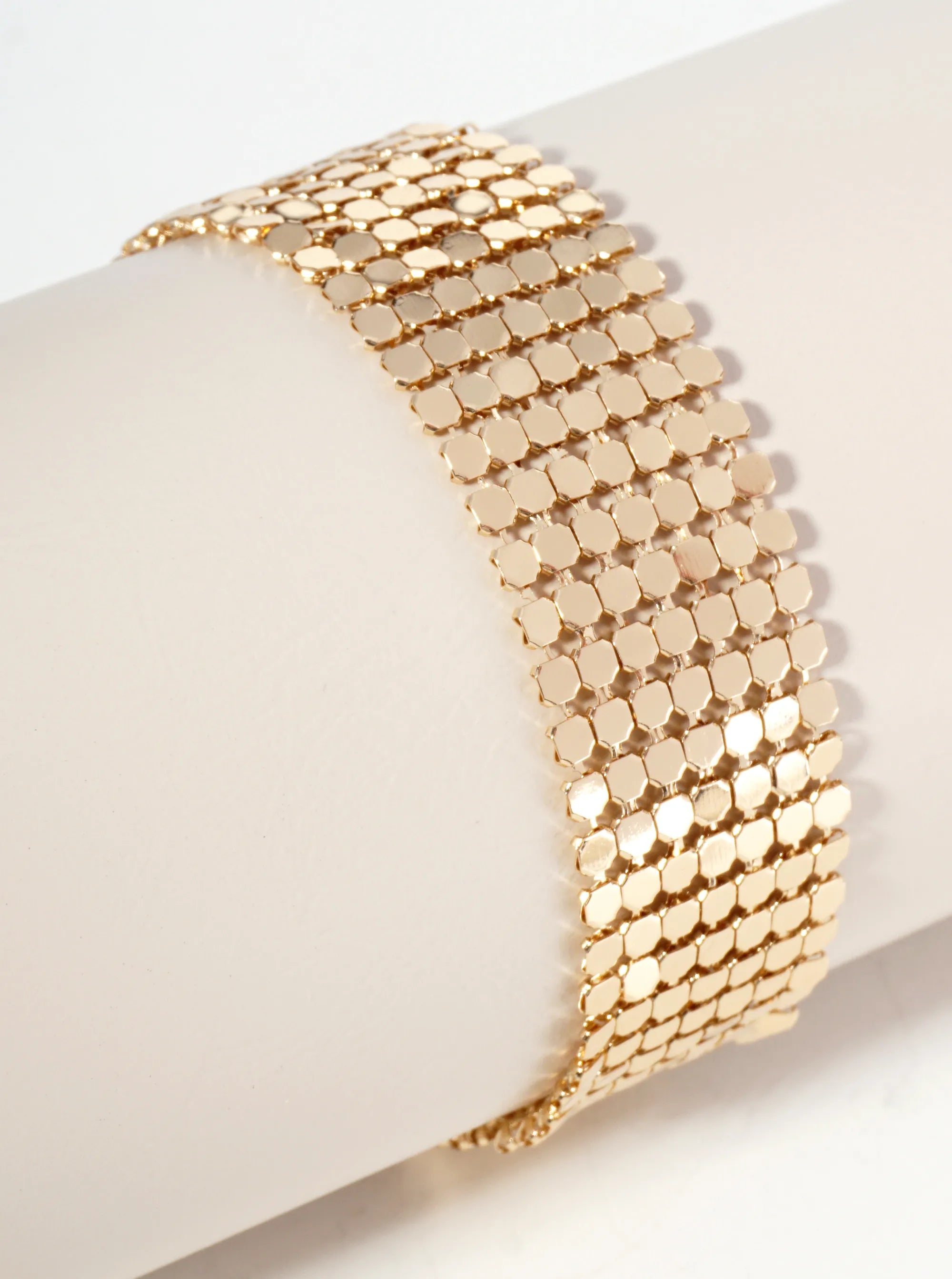 Metal Multi Strand Octagon Shape Mesh Chain Bracelet