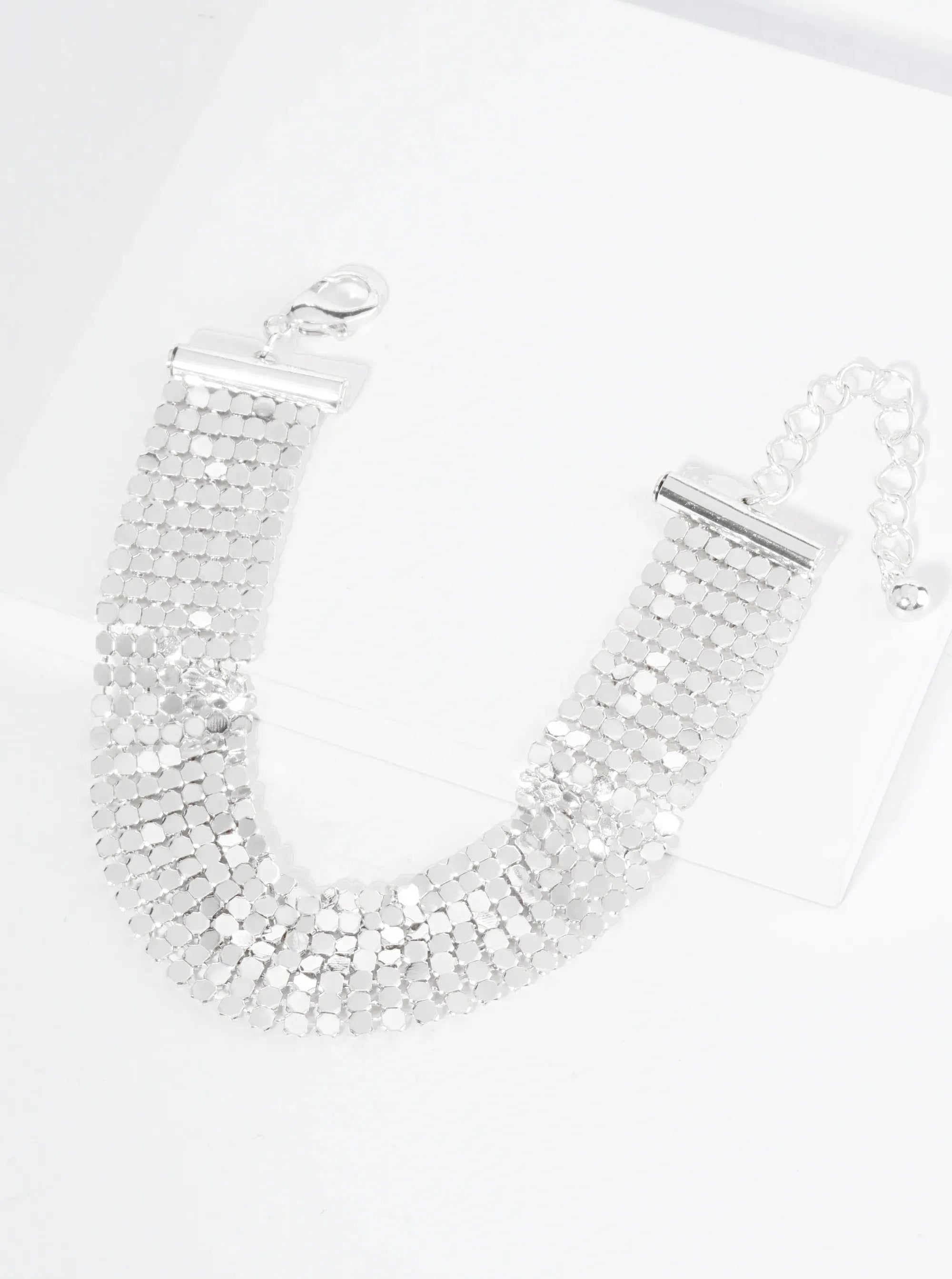 Metal Multi Strand Octagon Shape Mesh Chain Bracelet