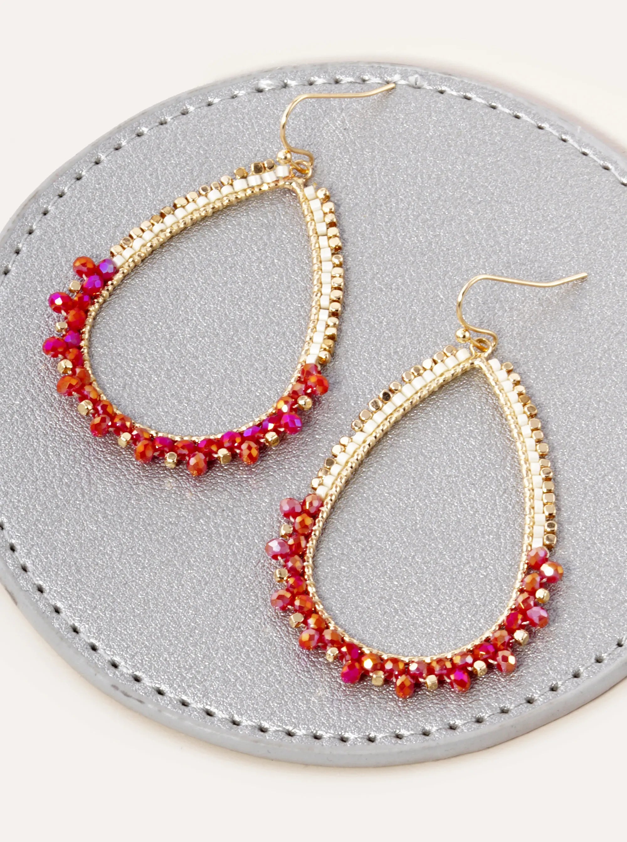Multi Beaded Teardrop Dangle Earrings