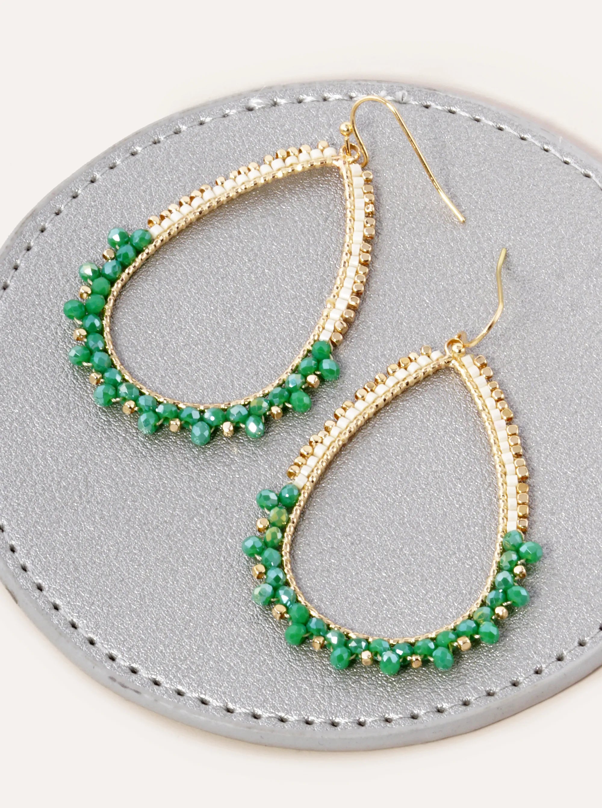 Multi Beaded Teardrop Dangle Earrings