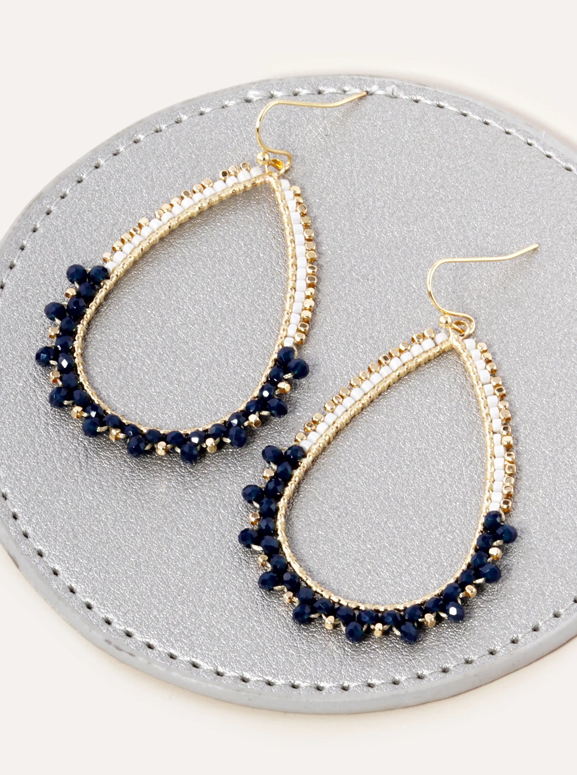 Multi Beaded Teardrop Dangle Earrings