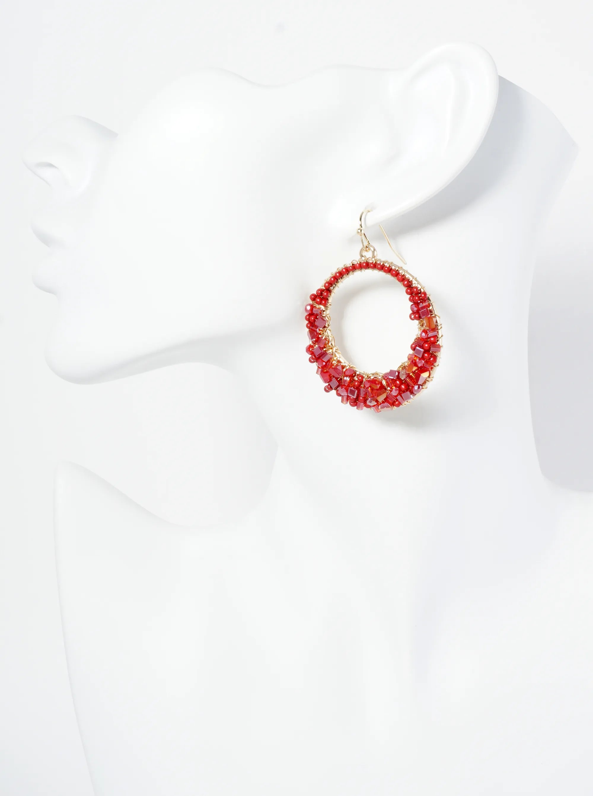Multi Shape Glass Beaded Circle Drop Earrings