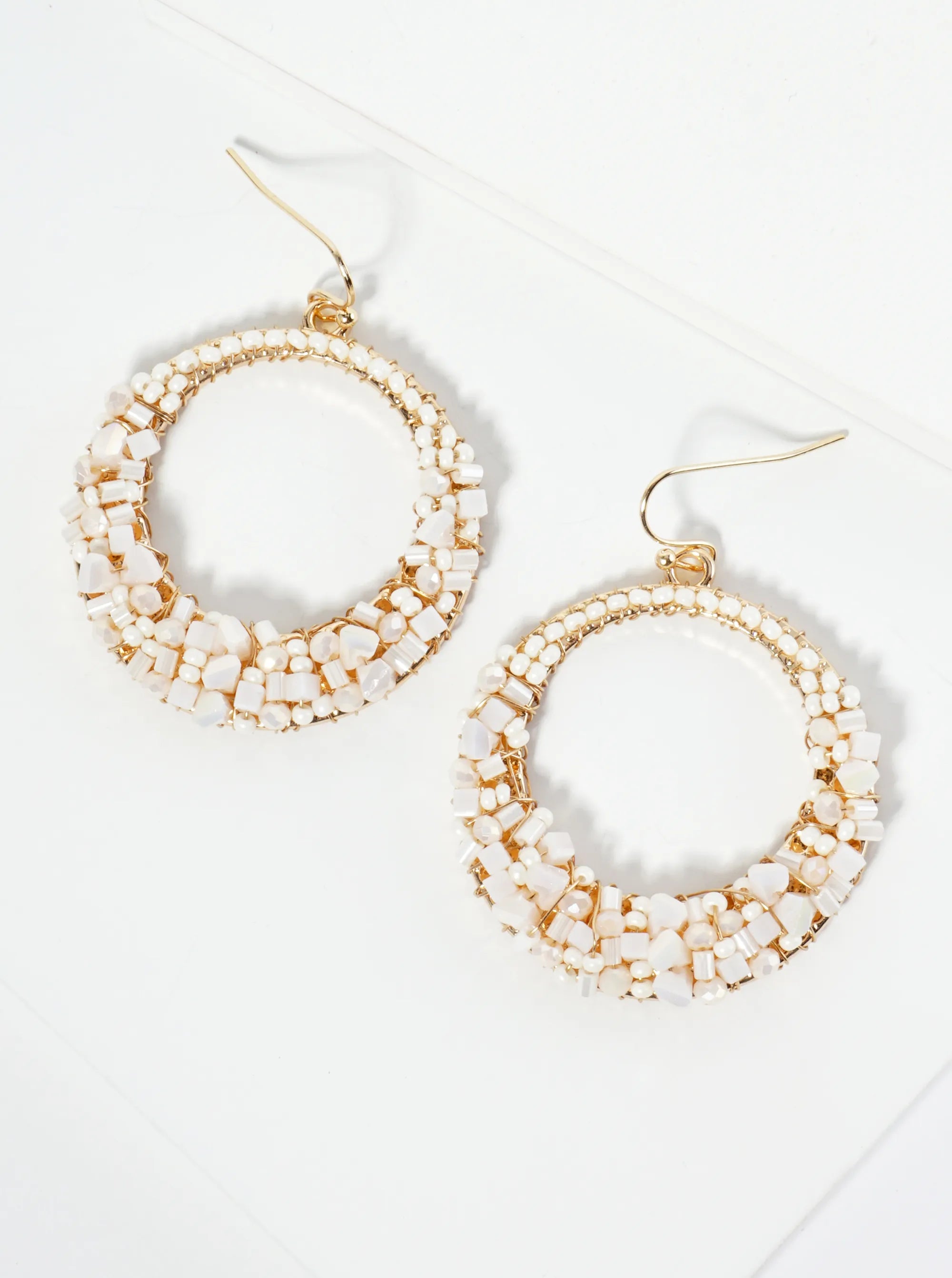 Multi Shape Glass Beaded Circle Drop Earrings