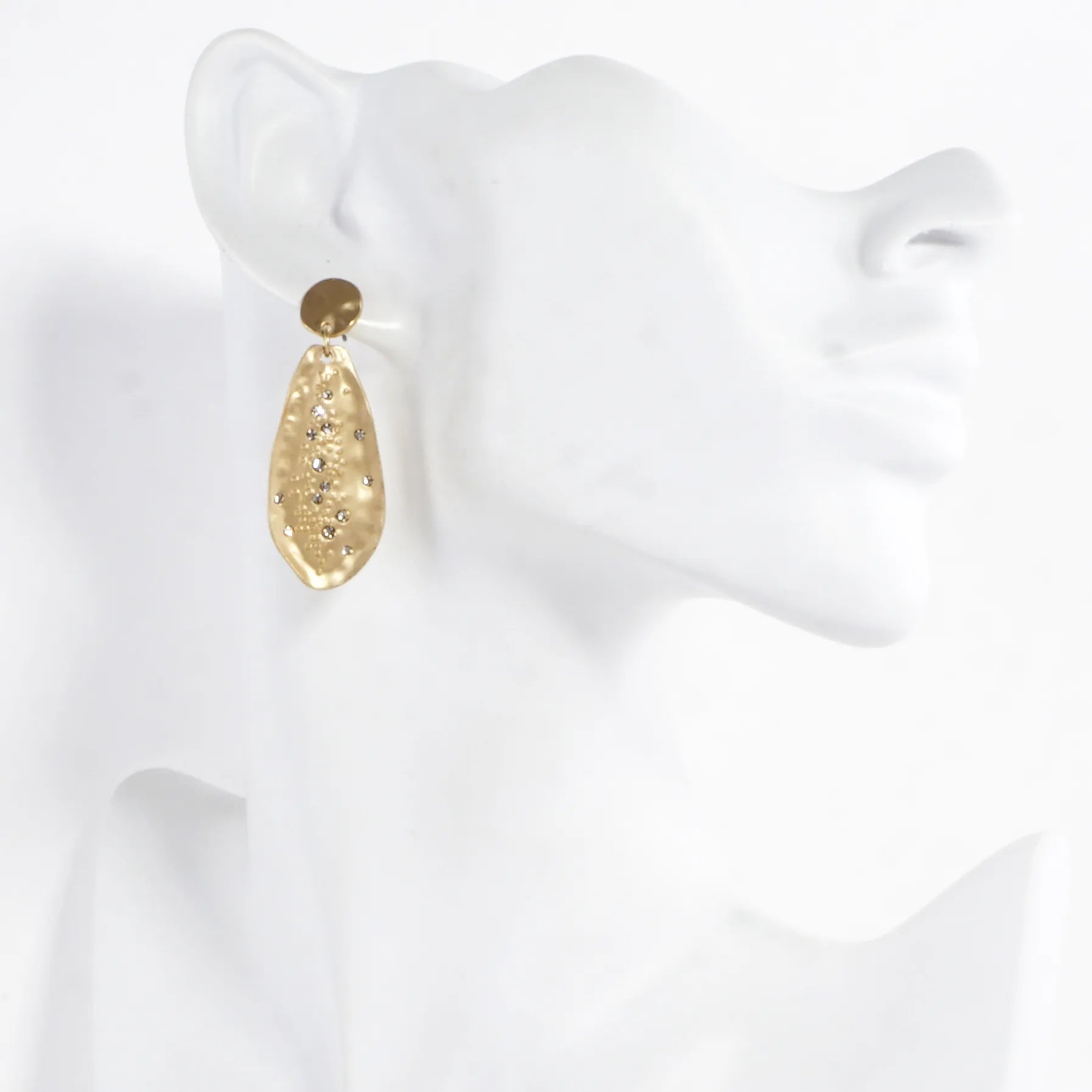Organic Hammered Drop Sprinkle Crystal Earrings