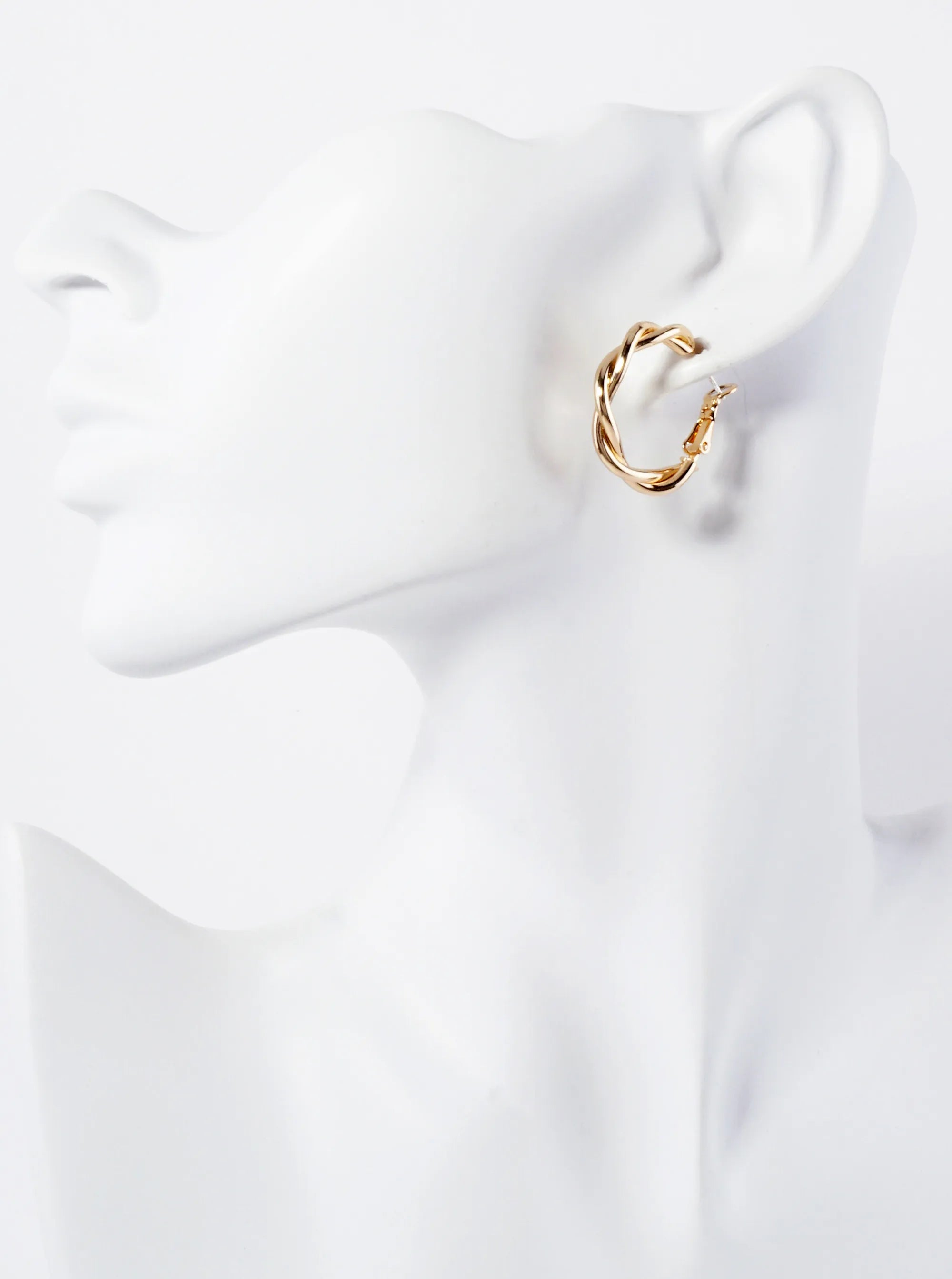 Polished Metal 25mm Twist Hinged Hoop Earrings