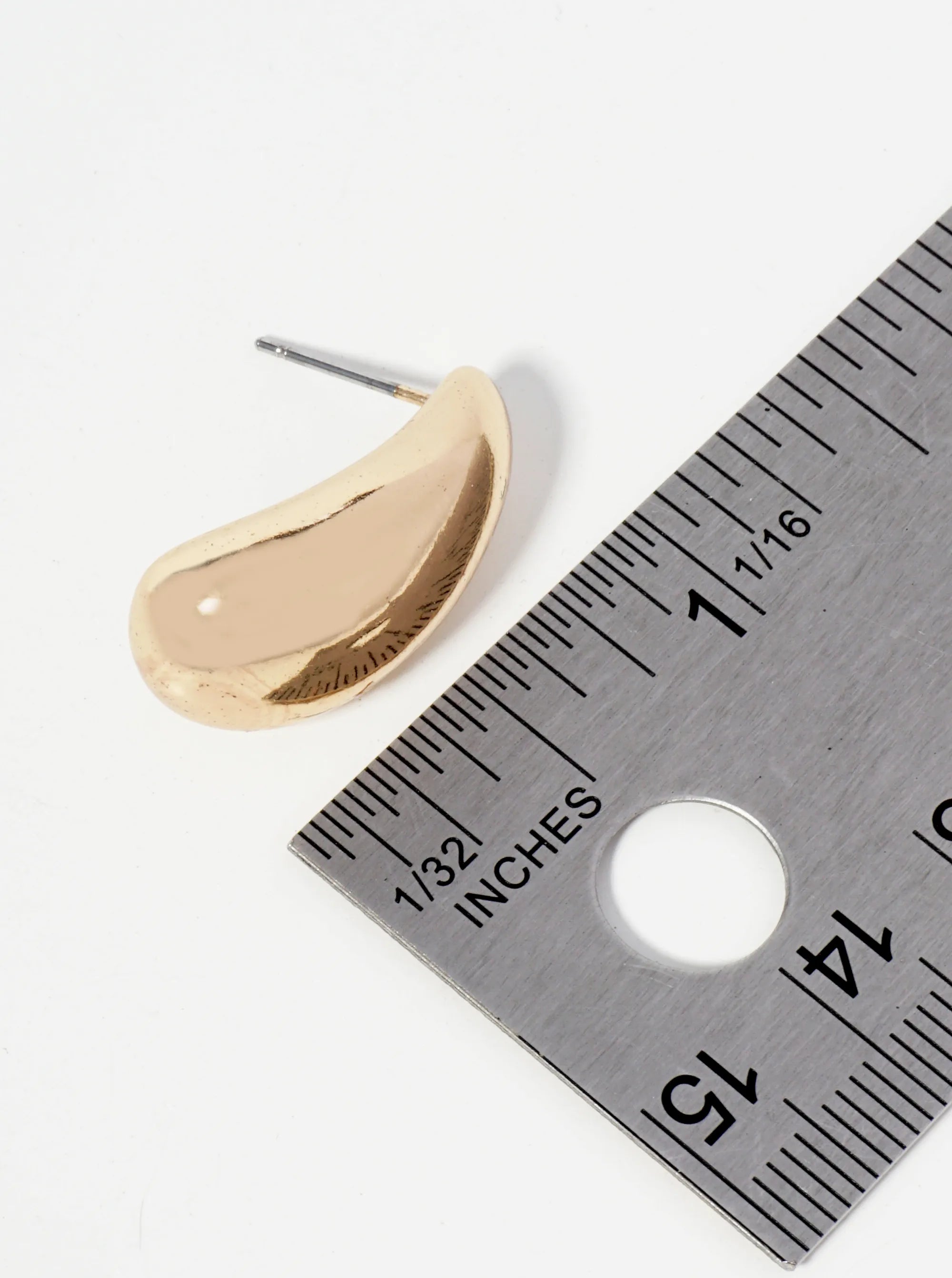 Polished Metal Lightweight 1 Inch Puffy Teardrop Post Earrings