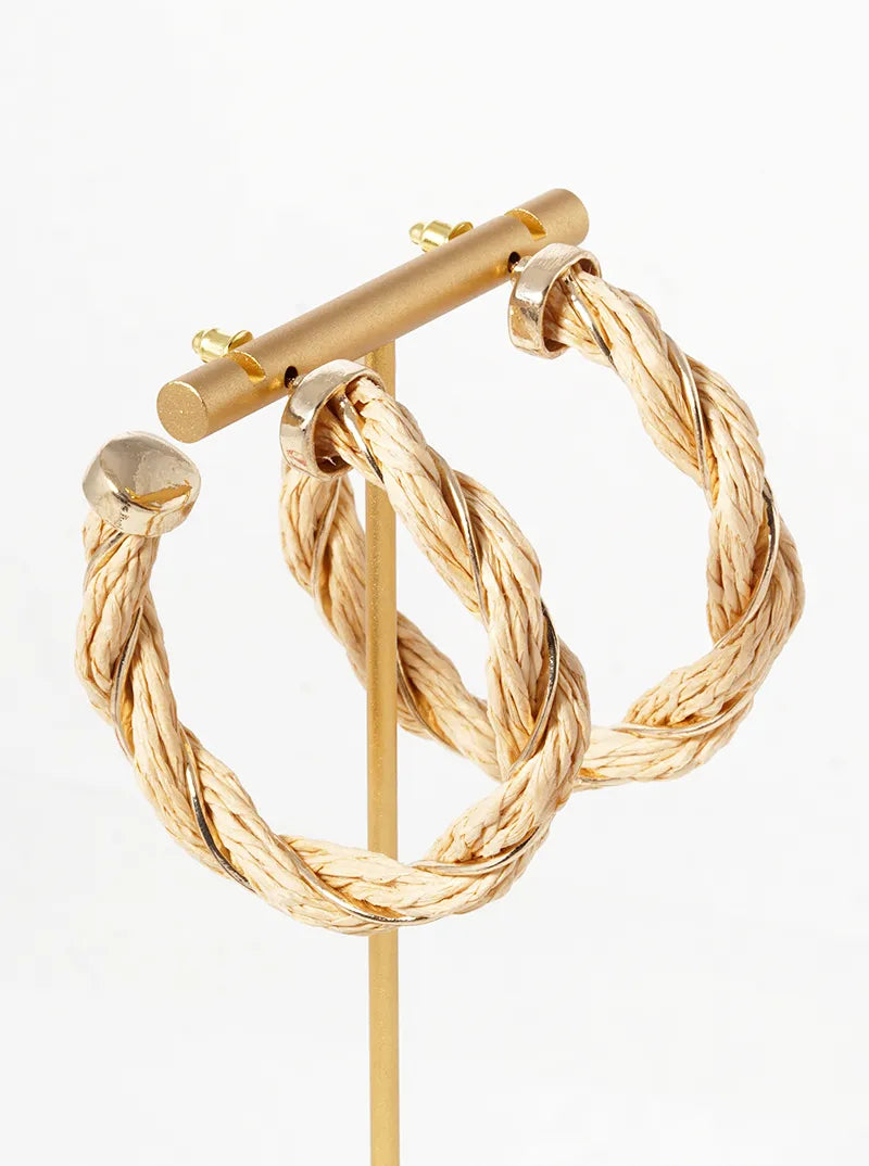 Raffia Braided 60mm Open Hoop Earrings